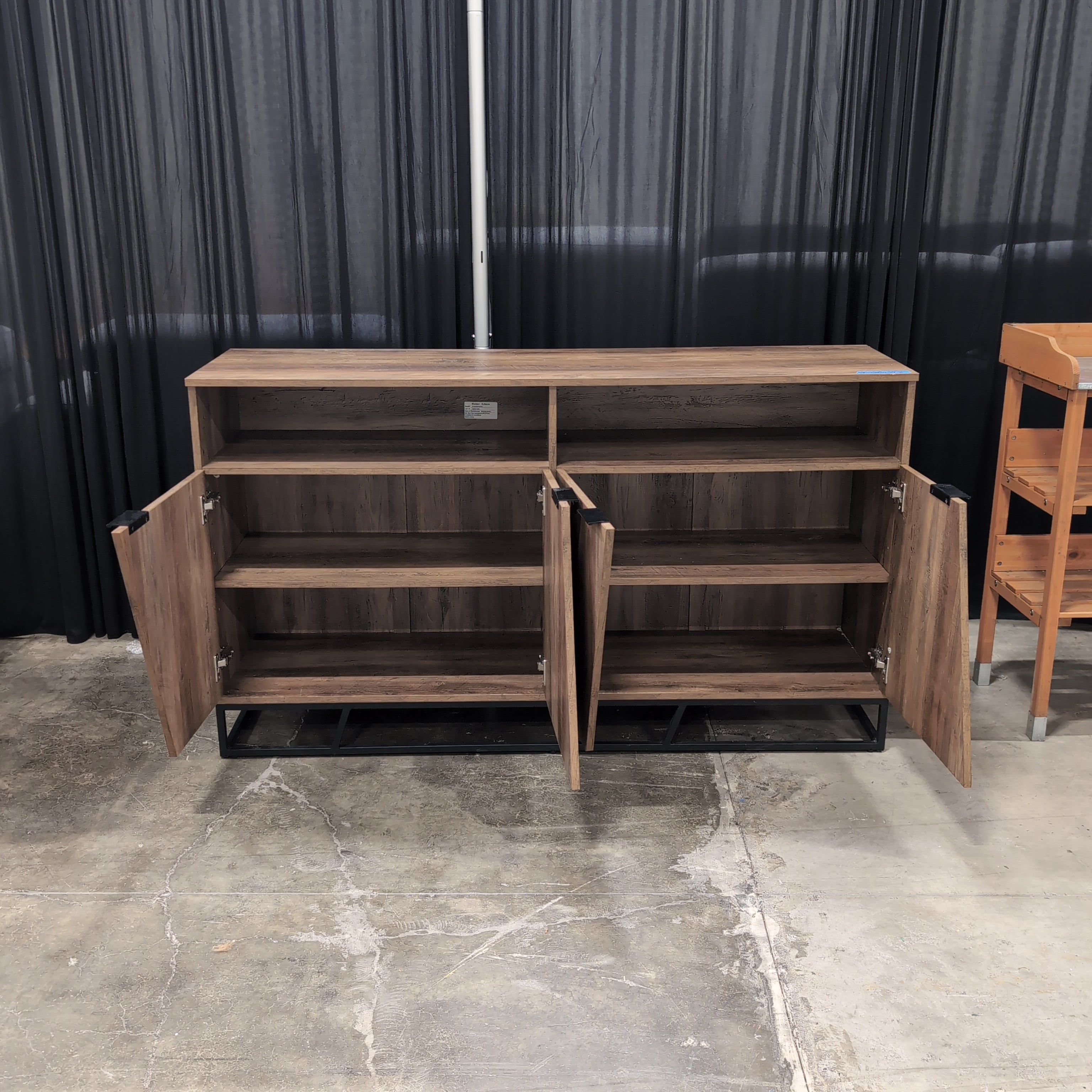 Brown Wood-Look Modern TV Stand with Angled Doors