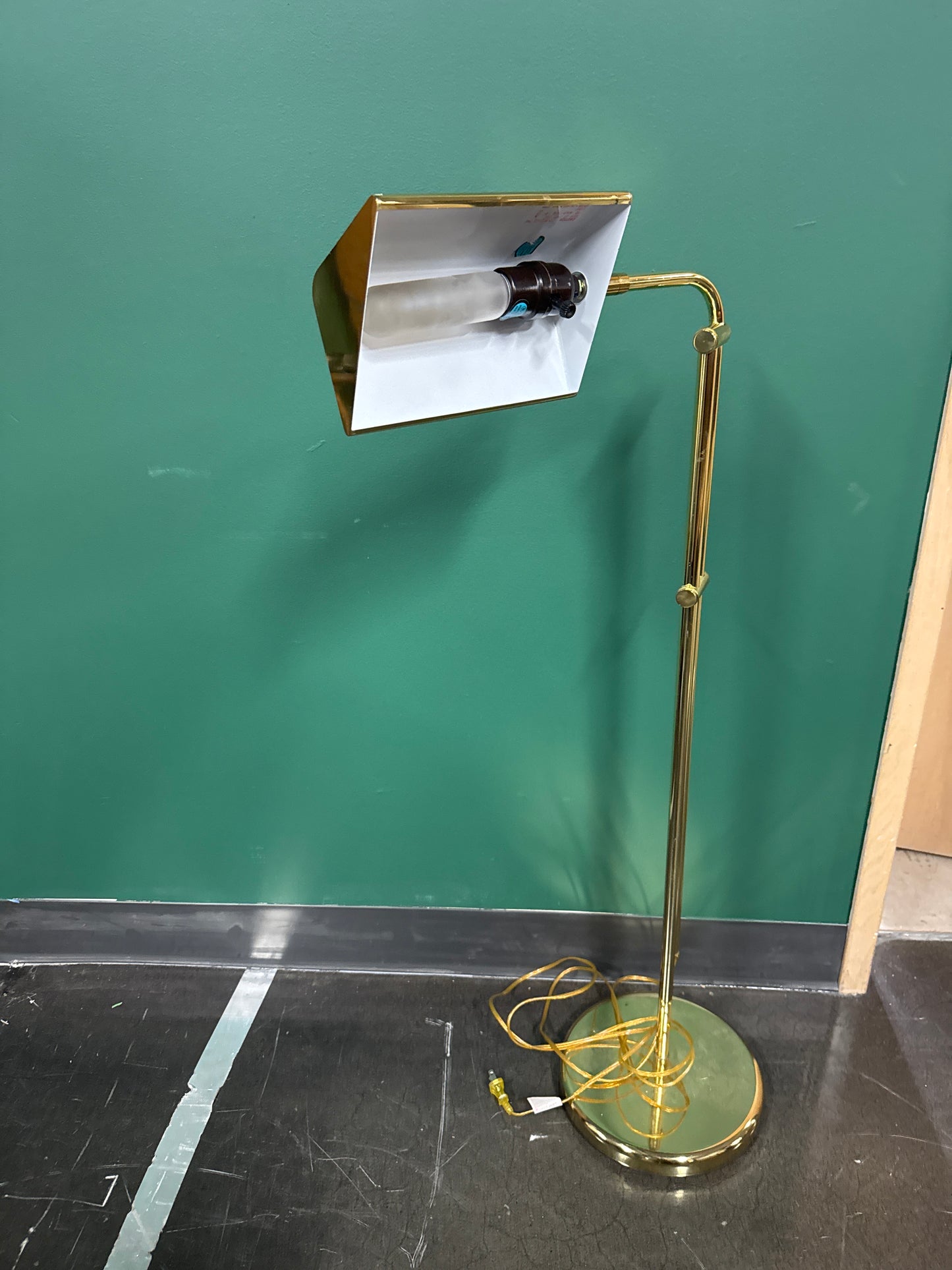 Mid-Century Modern Brass Swing Arm Floor Lamp