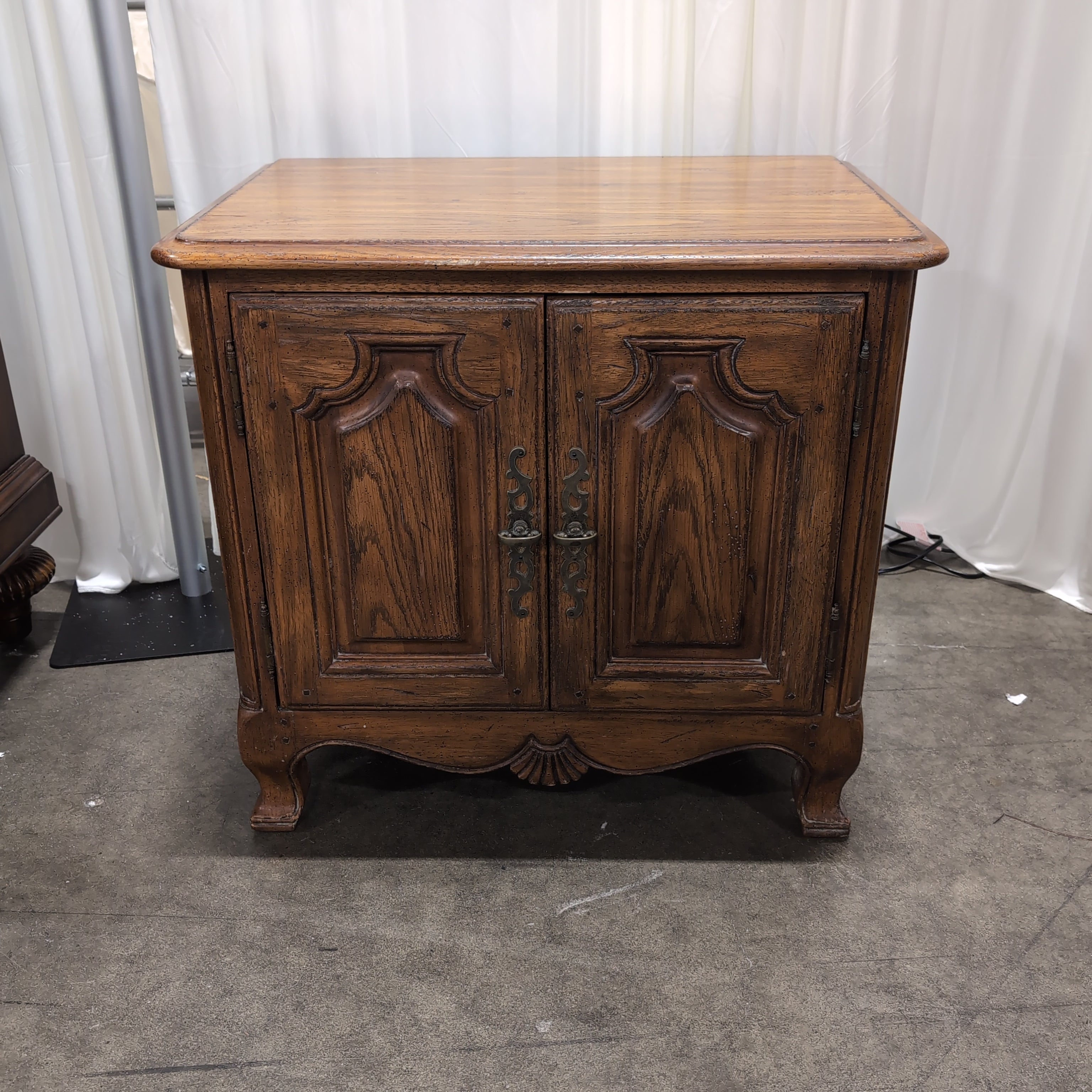 Heritage Traditional Dark Wood Two-Door Nightstand with Ornate Hardware