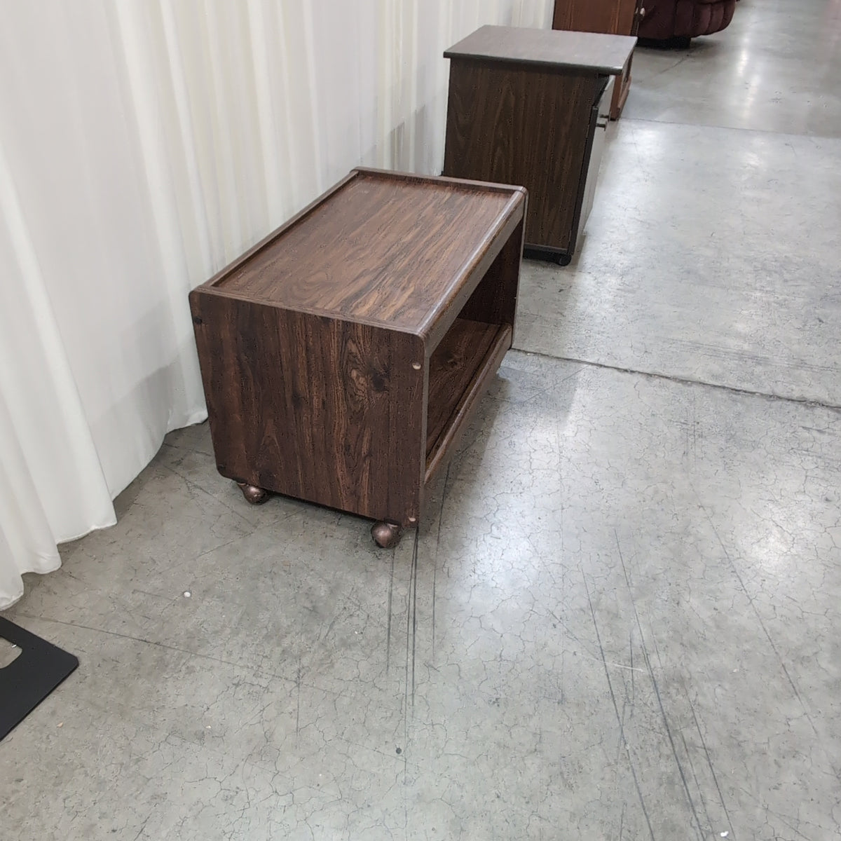 Dark Wood End Table with Open Shelf