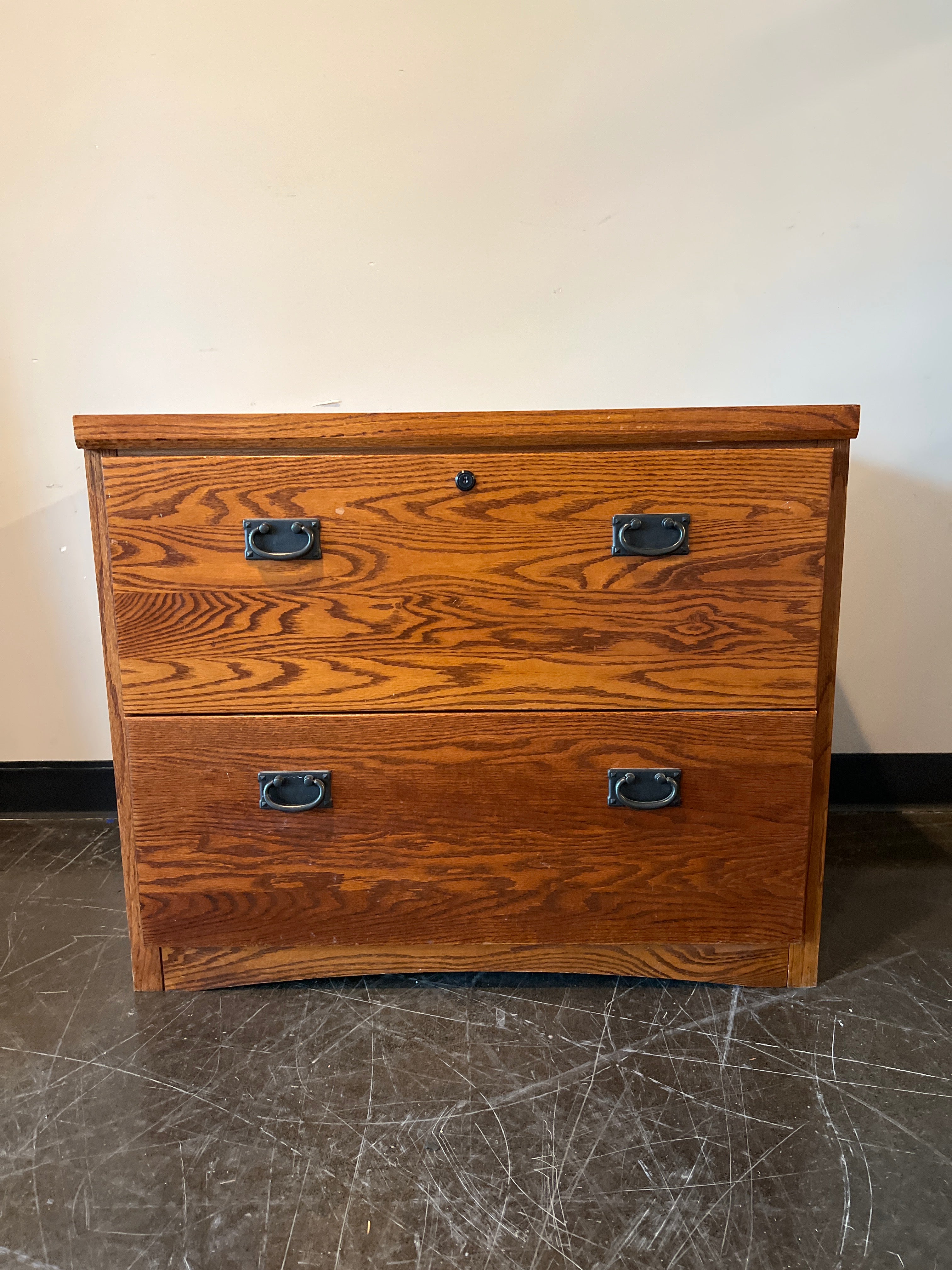 Solid Oak 2-Drawer Lateral File Cabinet