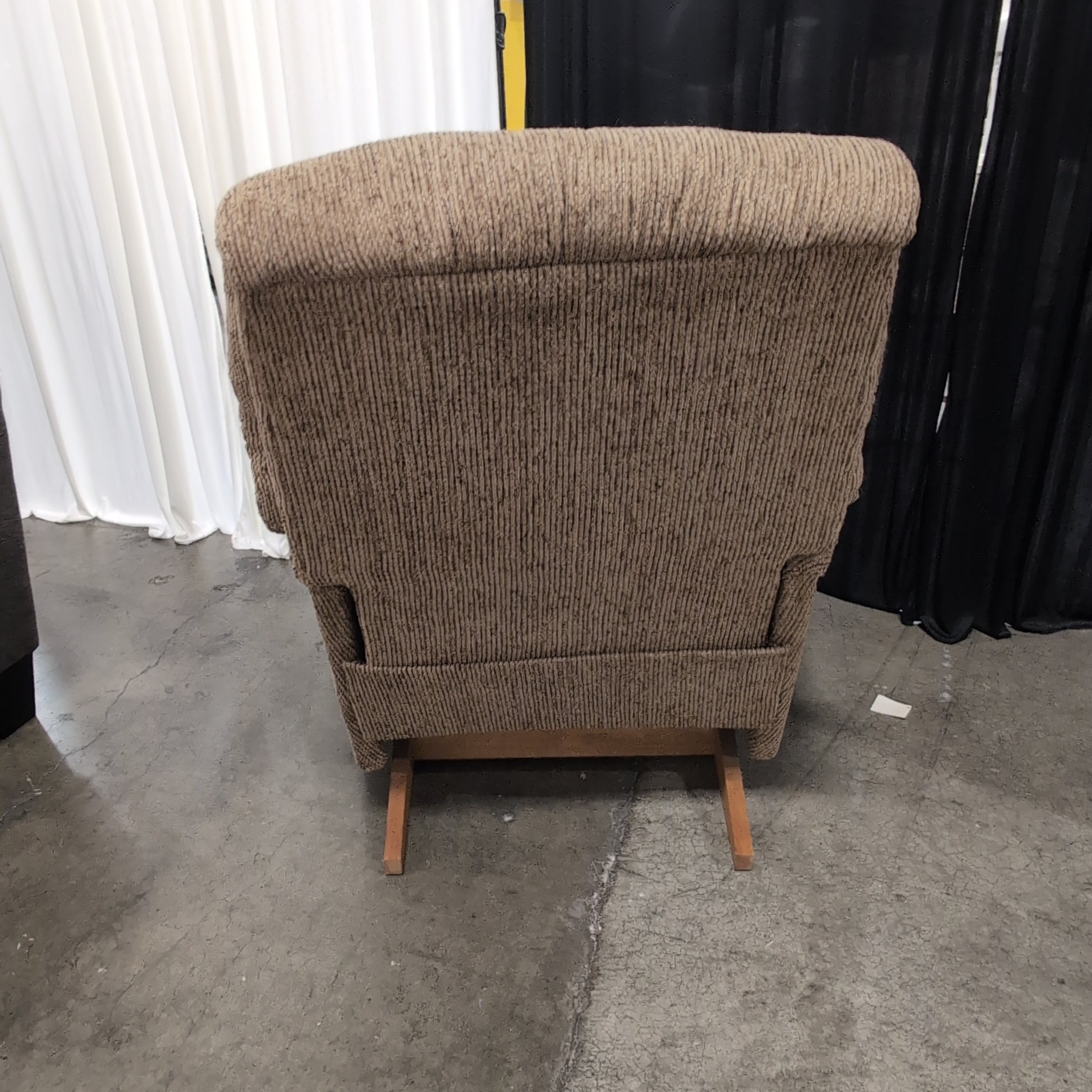 Tan Textured Fabric Recliner with Rolled Arms