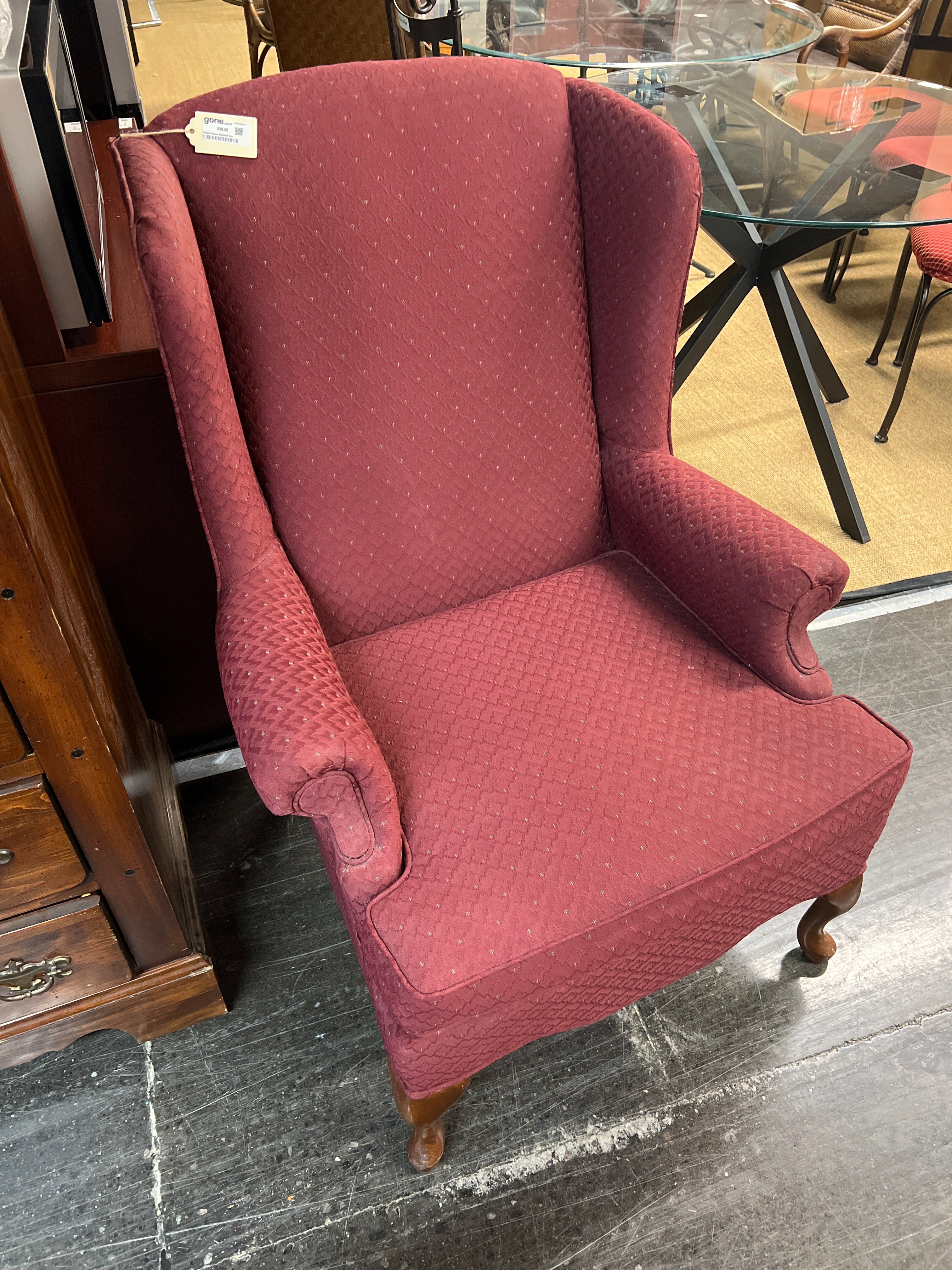 Classic Maroon Wingback Chair