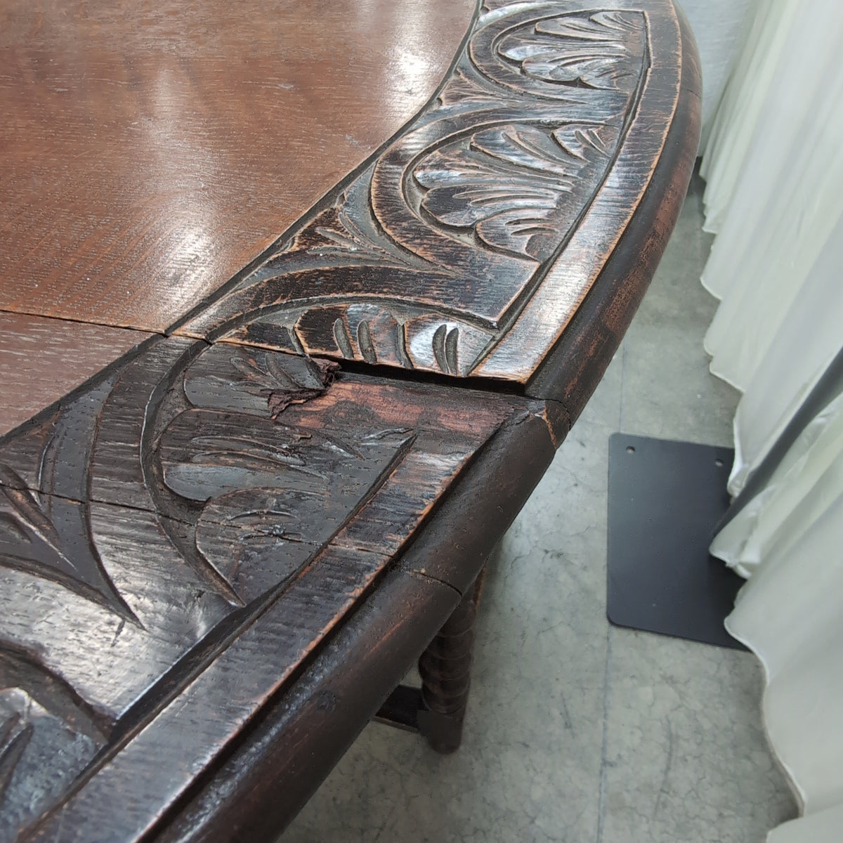 Dark Wood Barley Twist Gateleg Dining Table