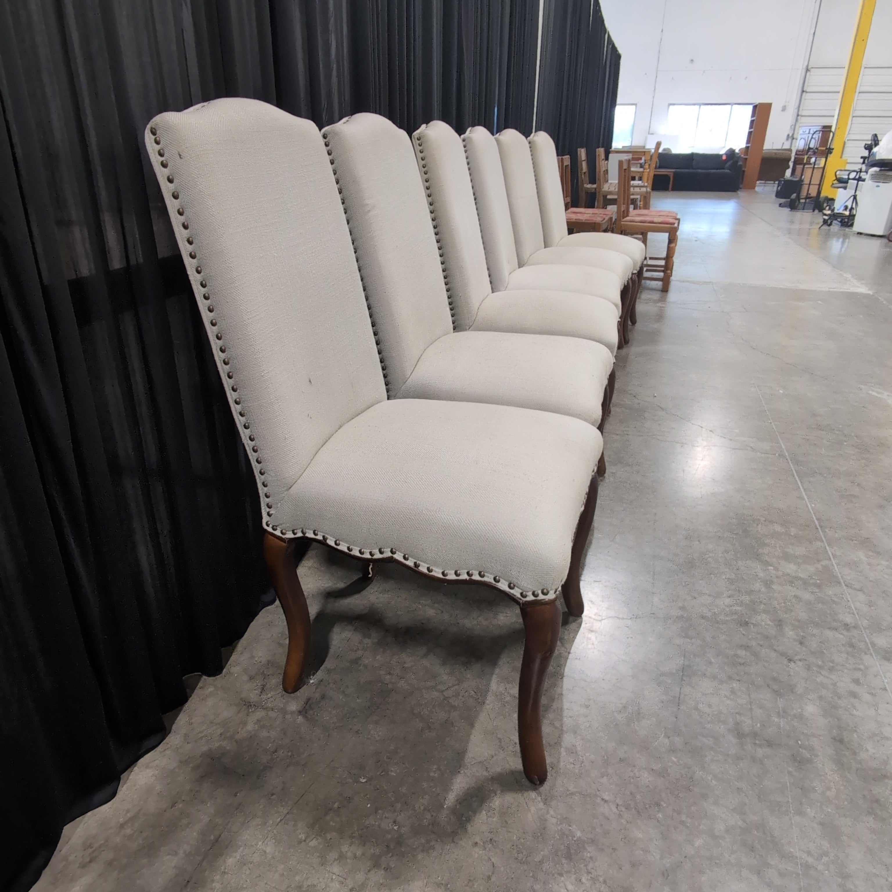 French Provincial Style Light Upholstered Dining Chair with Cabriole Legs
