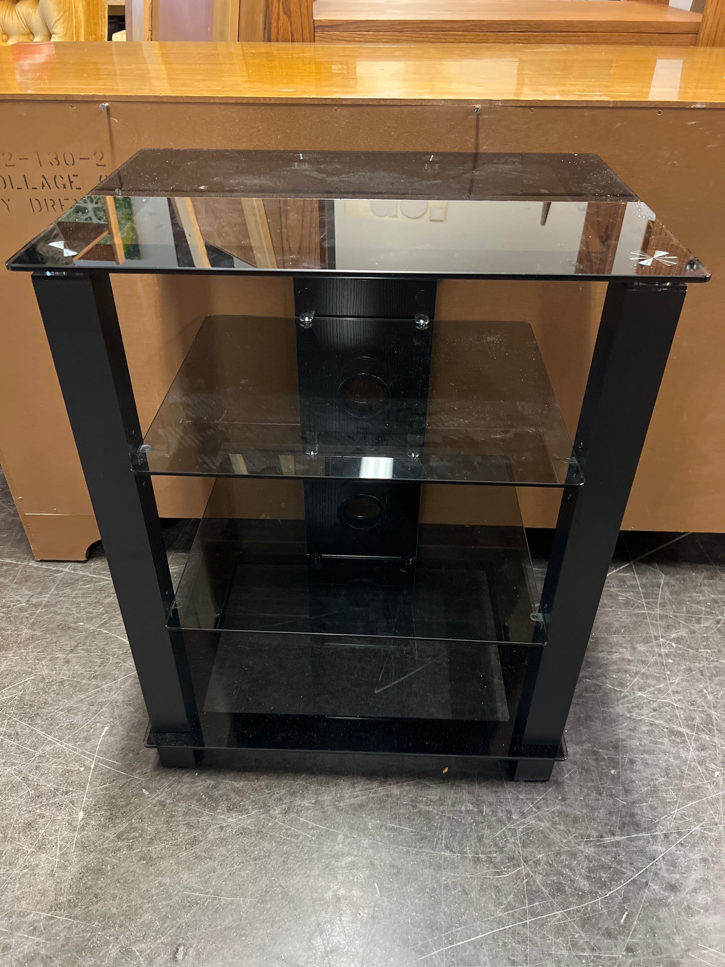 Smoky Glass and Dark Wood Shelf