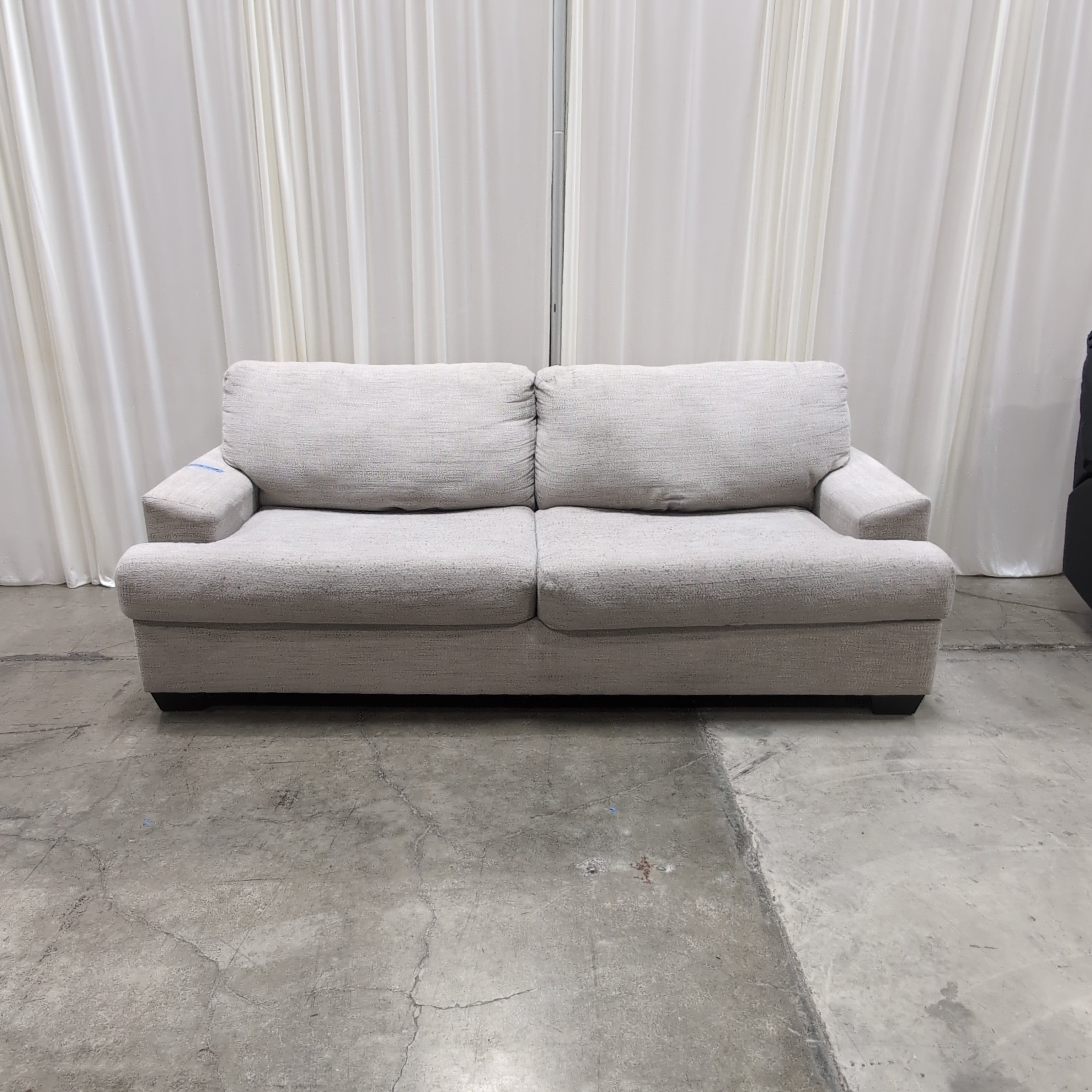Textured Grey Two-Cushion Couch