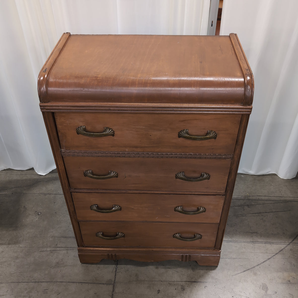 Brown Wood Five-Drawer Dresser