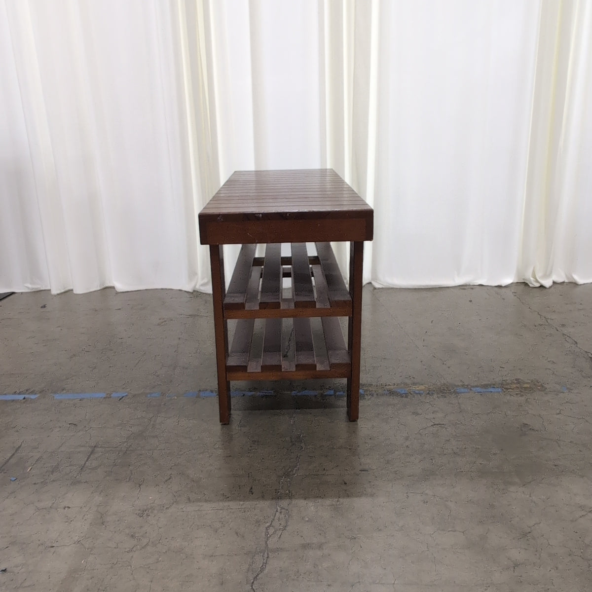 Brown Slat Top Wood Bench