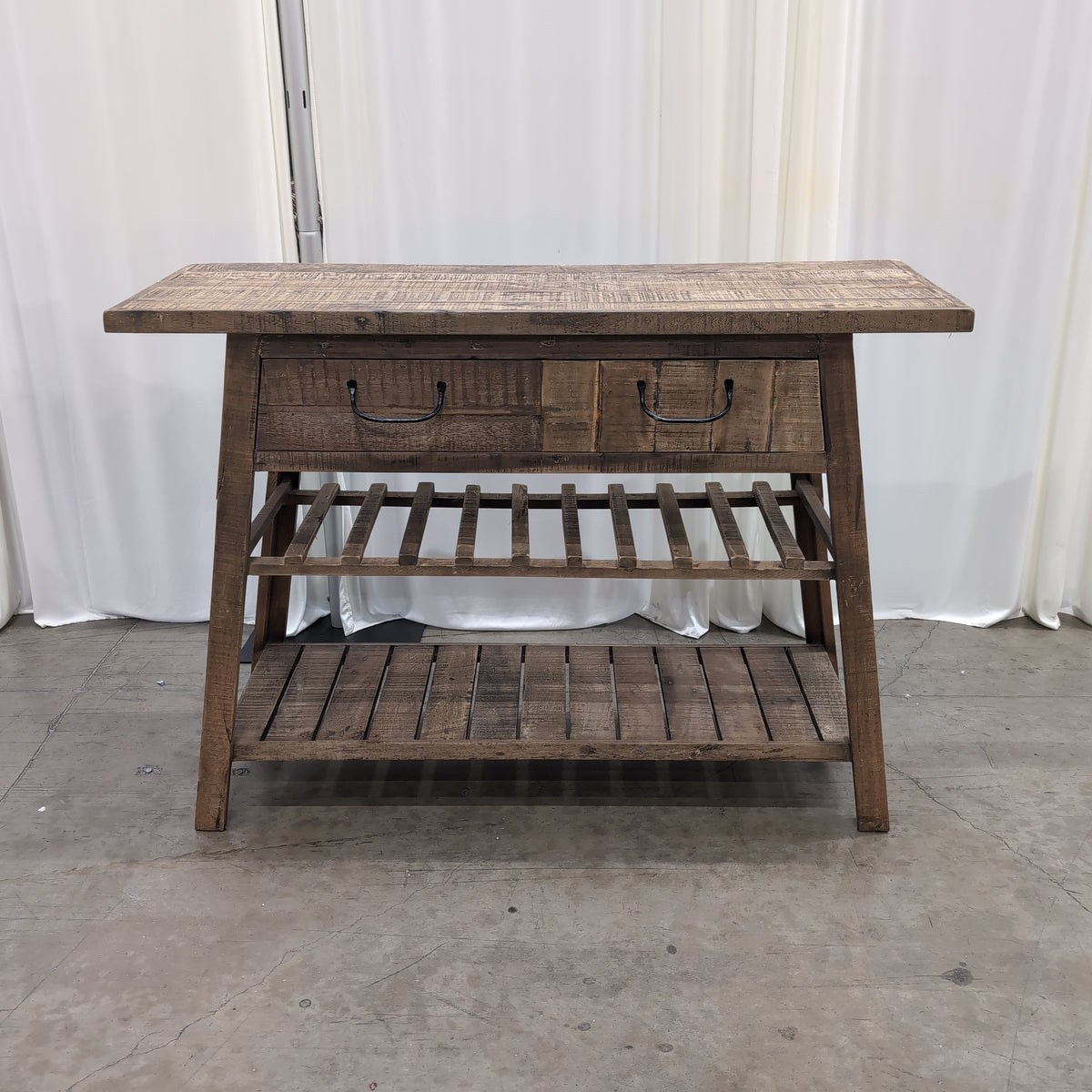 Rustic Wood Buffet with Wine Rack Storage