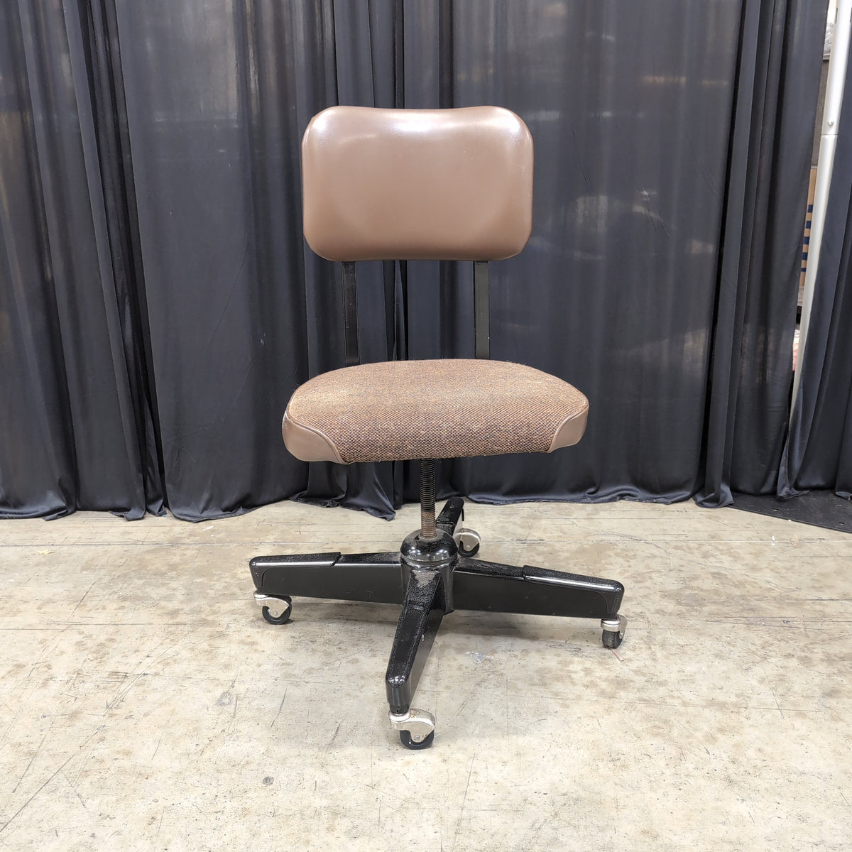 Brown Upholstered Swivel Office Chair