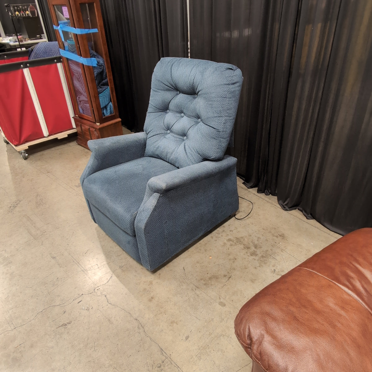 Golden Technologies-Blue Upholstered Tufted Recliner