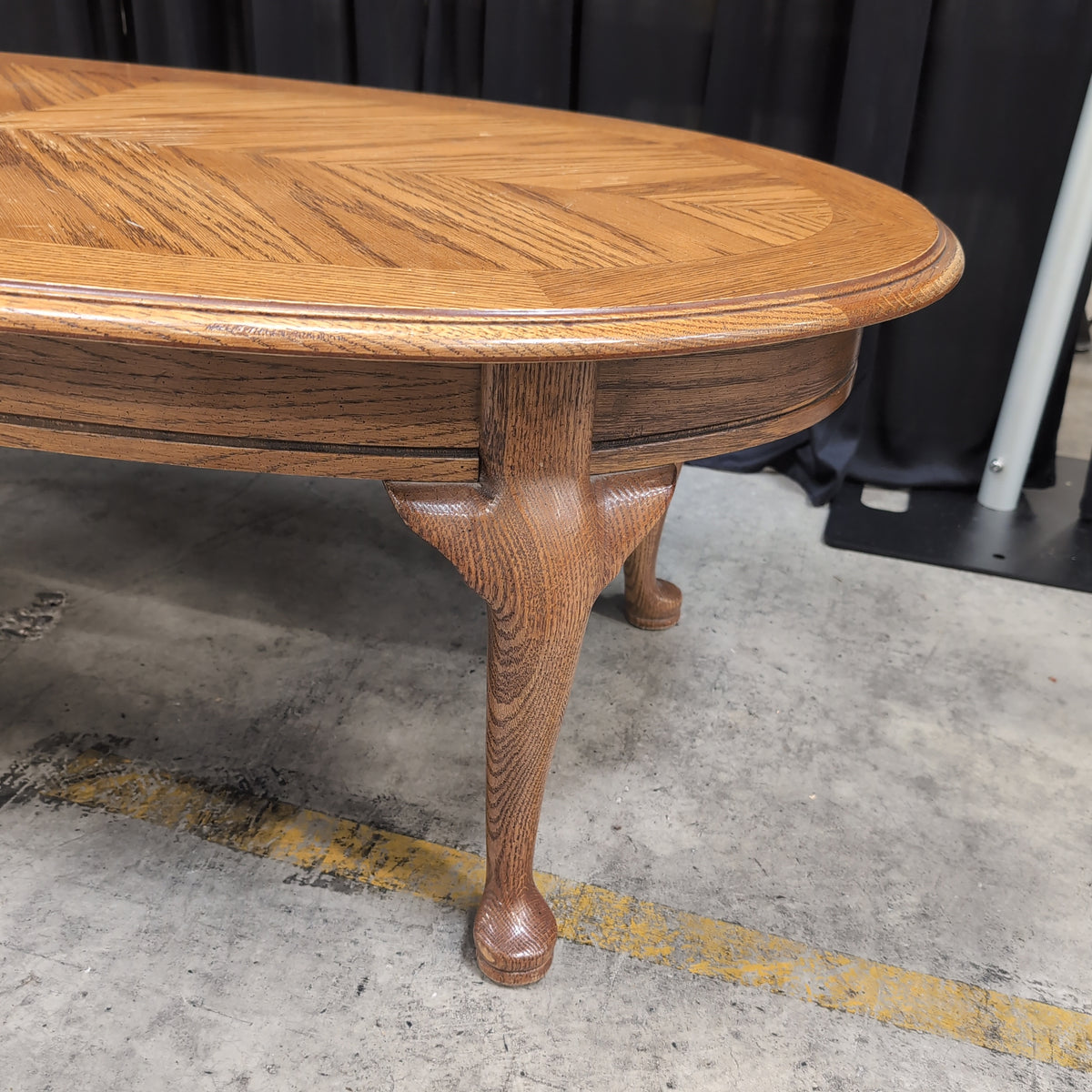 Oak Oval Coffee Table with Parquet Top