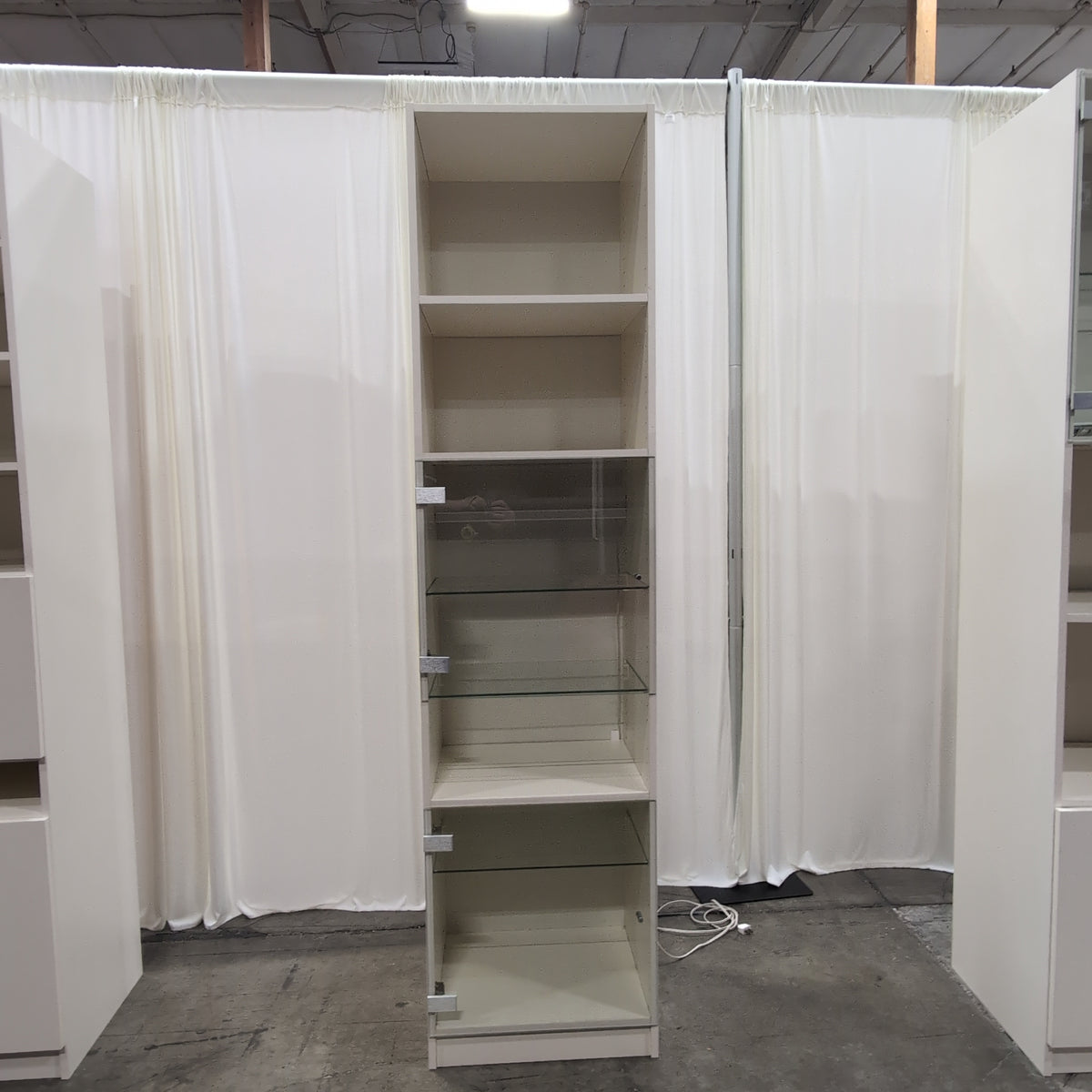 Tall White Display Bookcase with Glass Doors