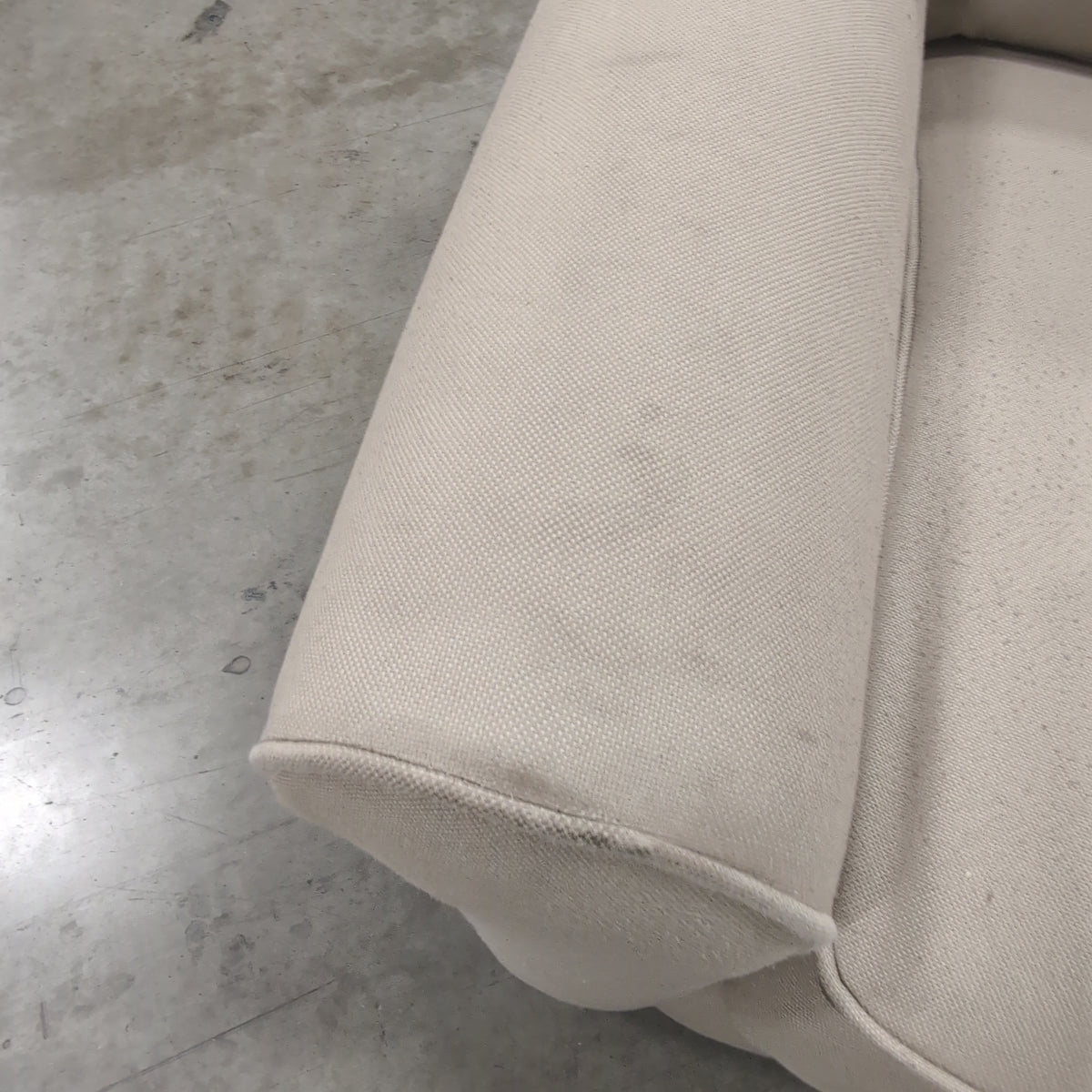 Tan Fabric Rolled Arm Loveseat