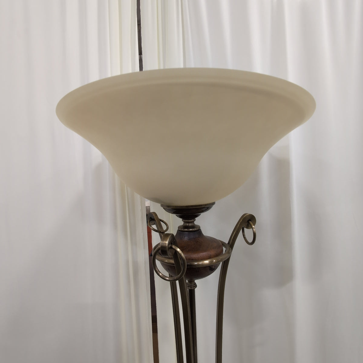 Traditional Bronze Tone Floor Lamp with Frosted Glass Shade