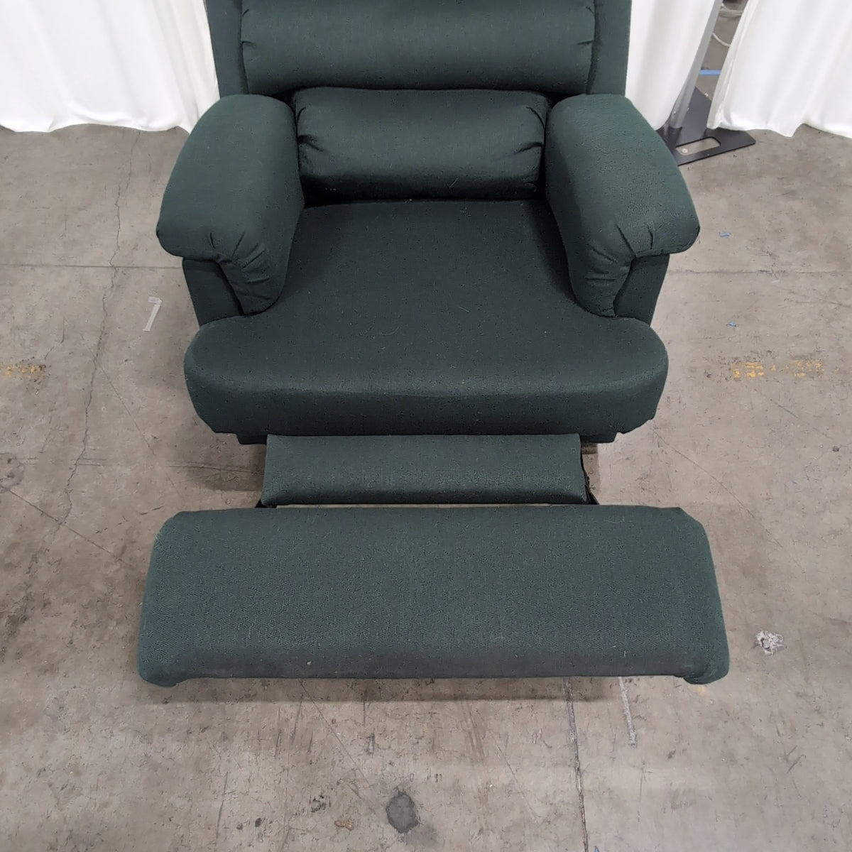 Dark Green Fabric Recliner with Padded Arms