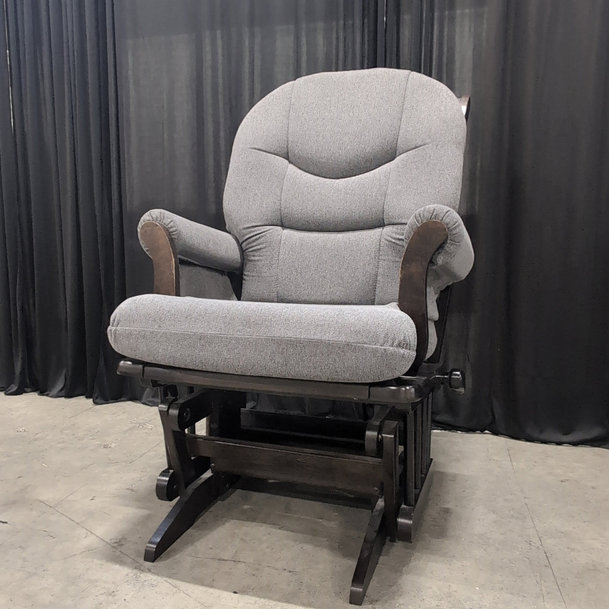 Grey Upholstered Glider Chair with Ottoman