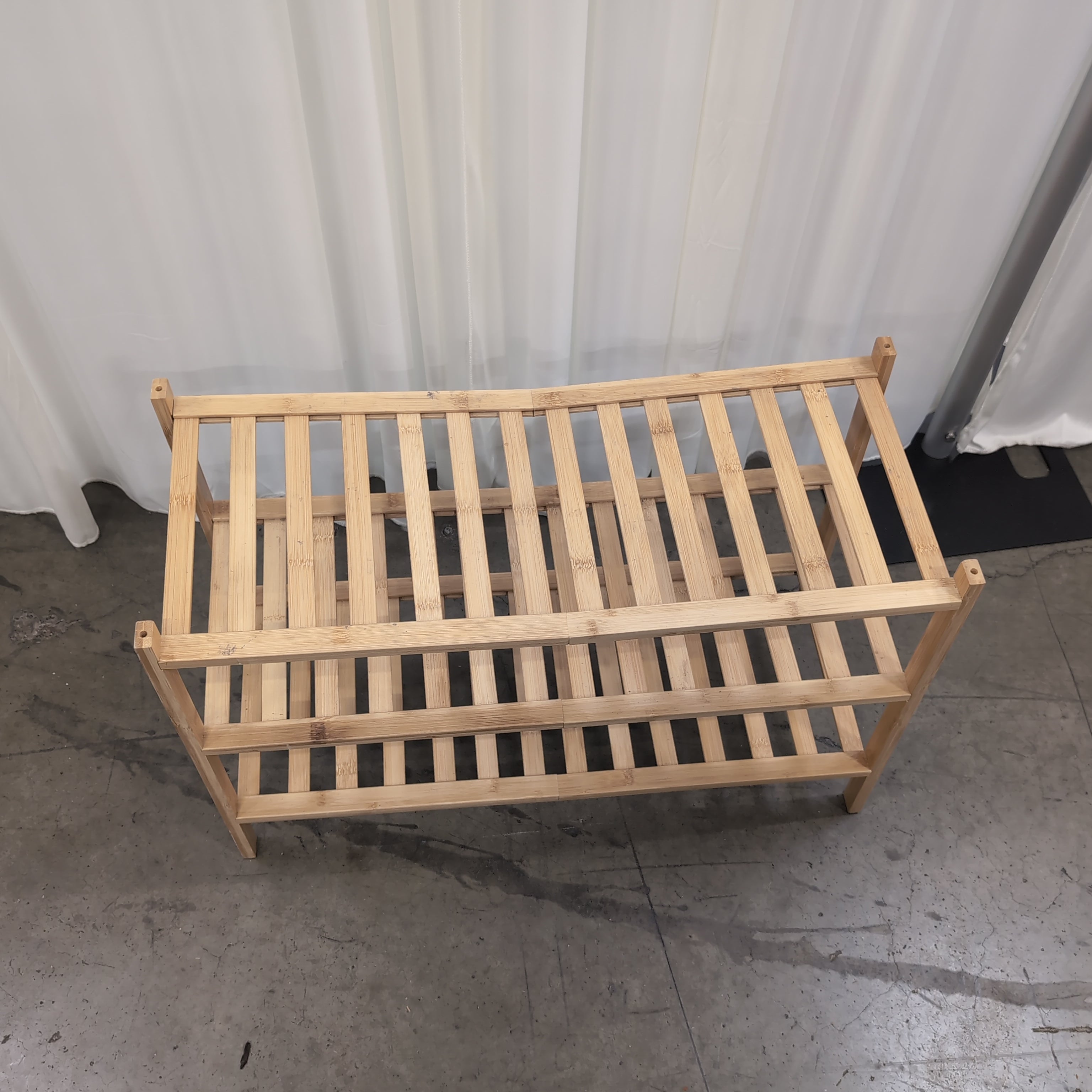 Three-Tier Slatted Storage Shoe Rack in Bamboo