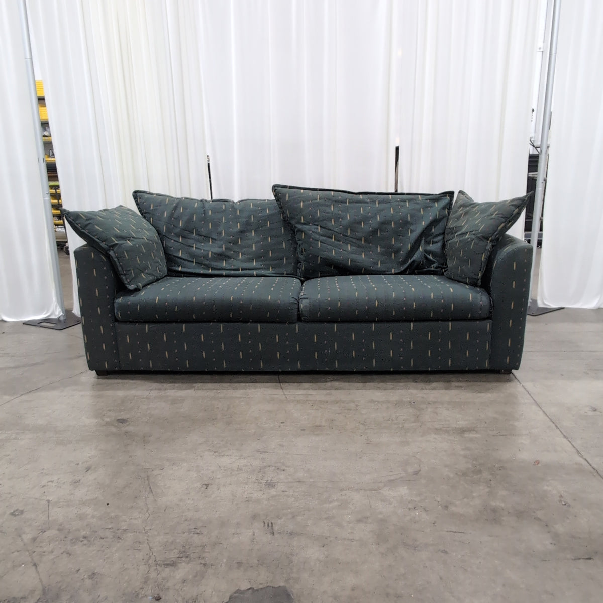 Dark Green Patterned Fabric Couch