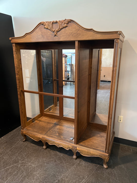 Vintage French Provincial Display Cabinet with Mirrored Back