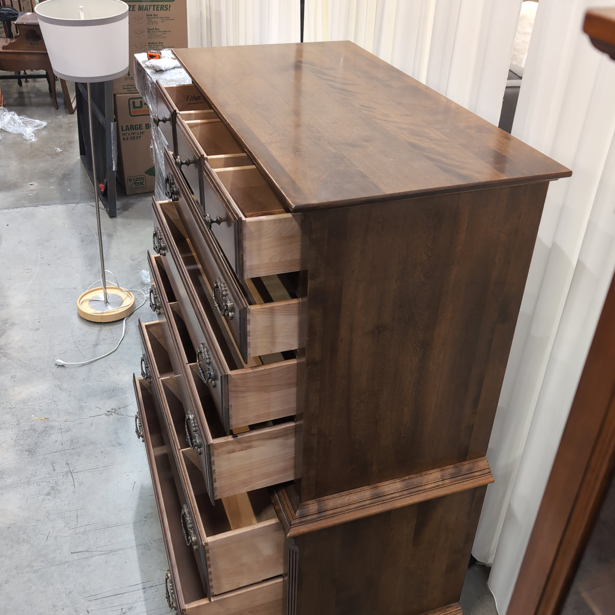 Traditional Dark Brown Wood Dresser with Ornate Hardware