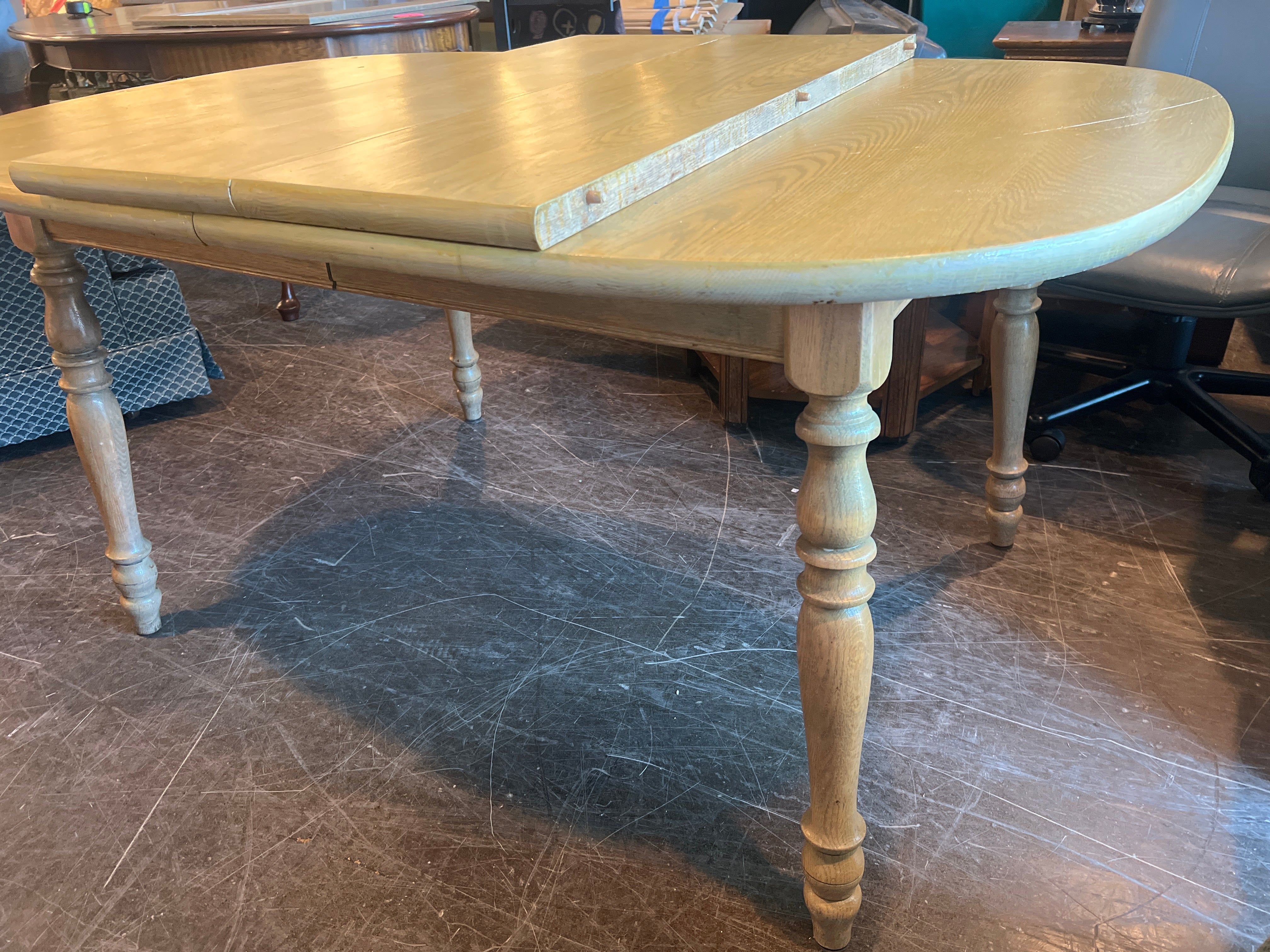 Mid Century Modern Sturdy Wood Dining Set with Six Chairs and Two Leafs