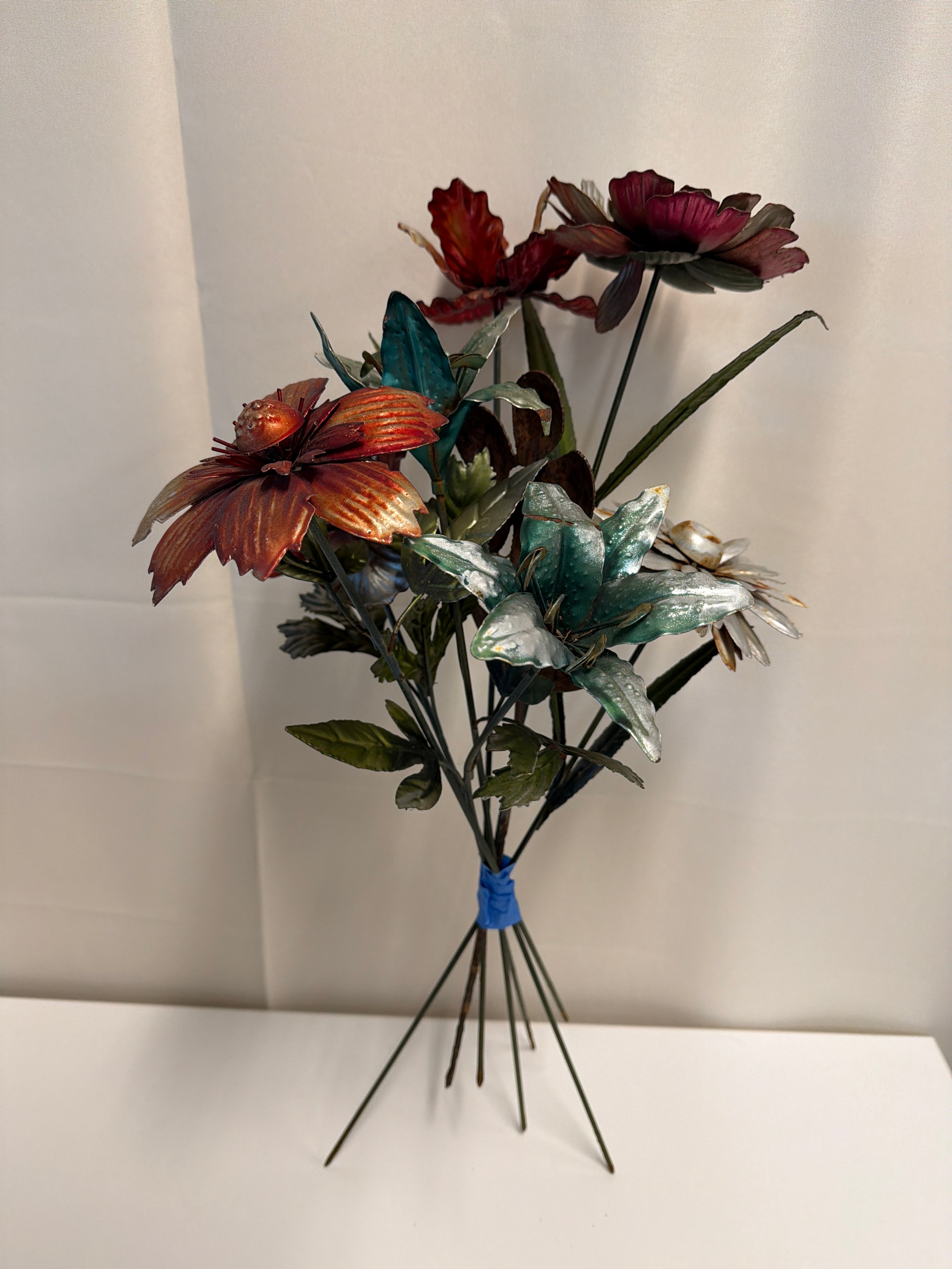 Set of Eight Assorted Metal Floral Garden Stakes