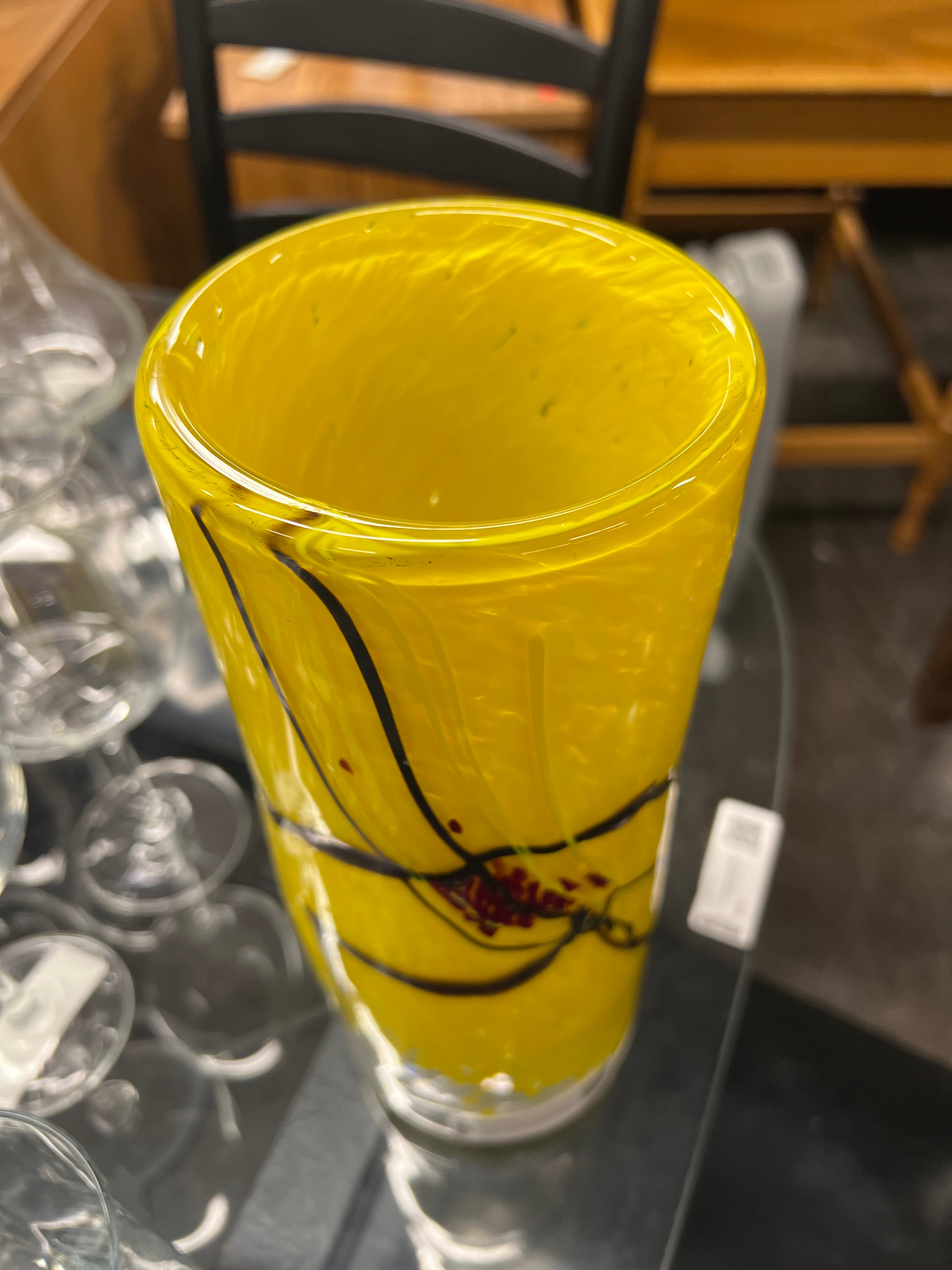 Yellow blown Glass Vase