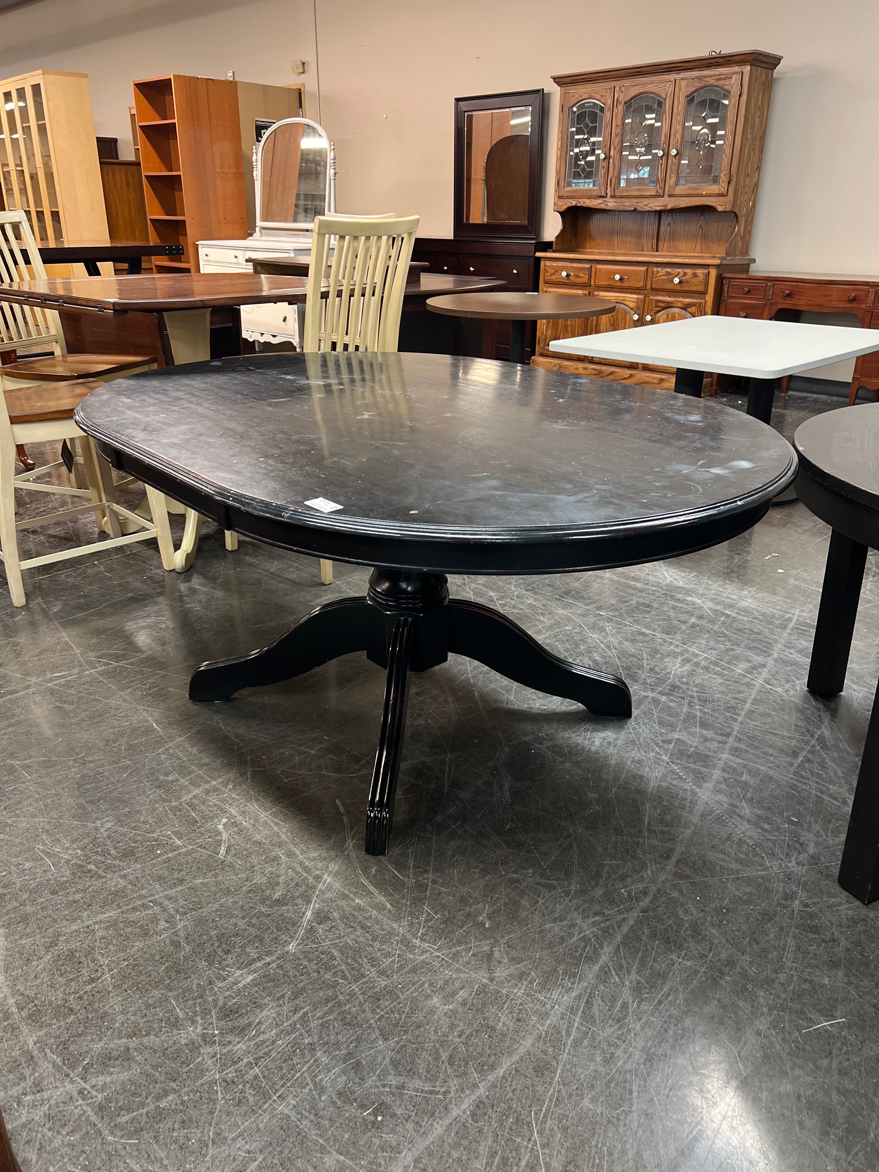 Black Wood Oval Dining Table without Chairs