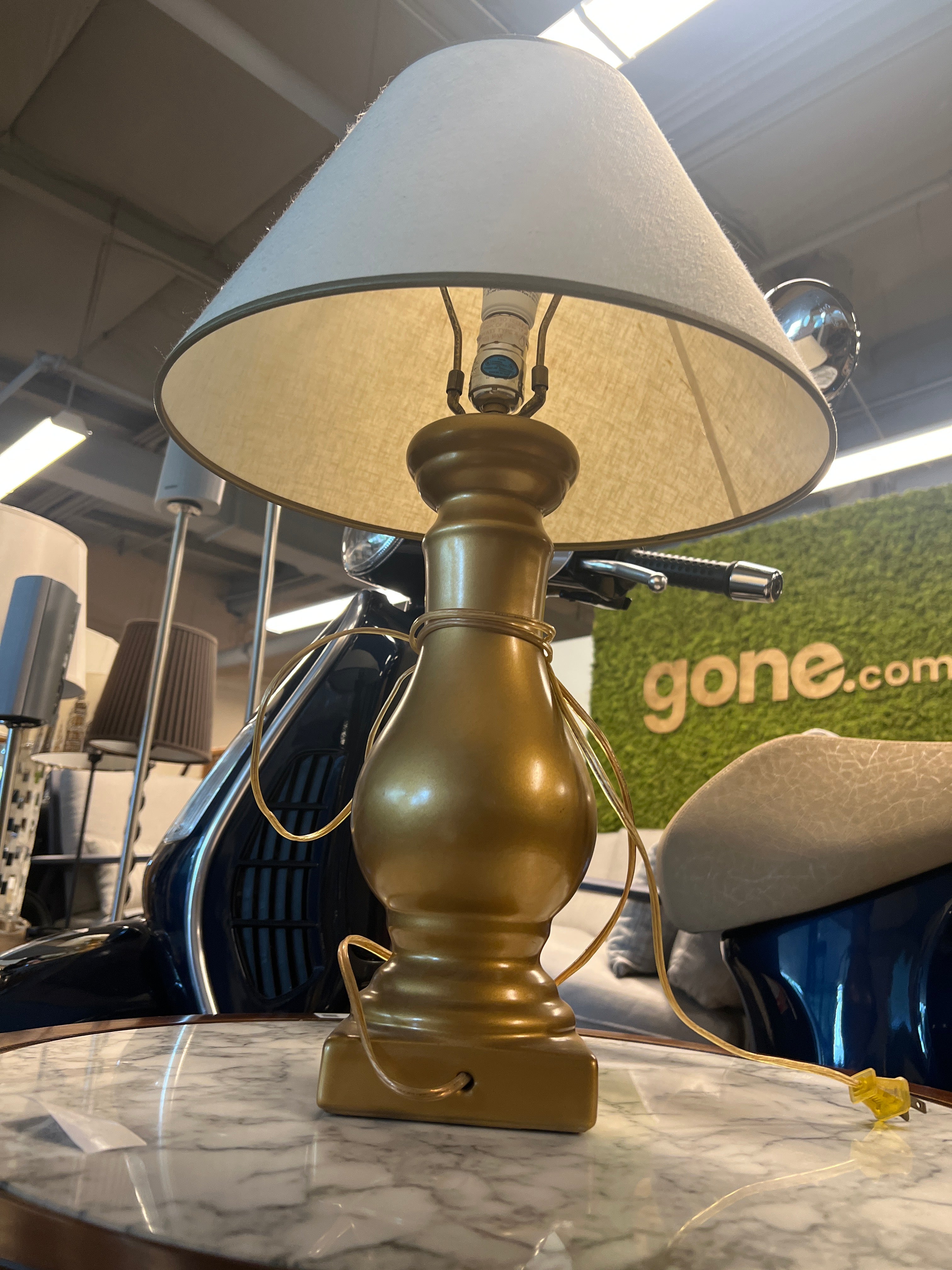 Gold Lamp with White Shade
