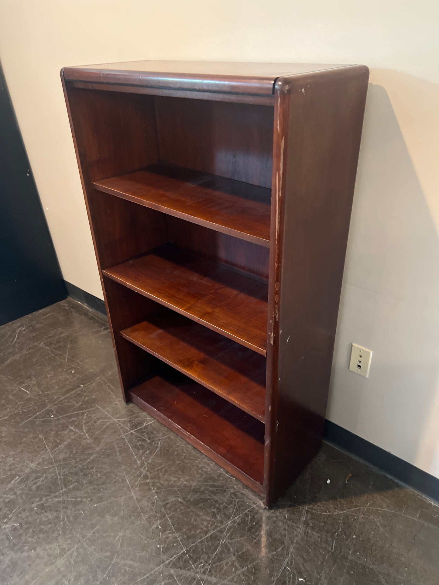 Classic Dark Wood 4-Shelf Bookcase