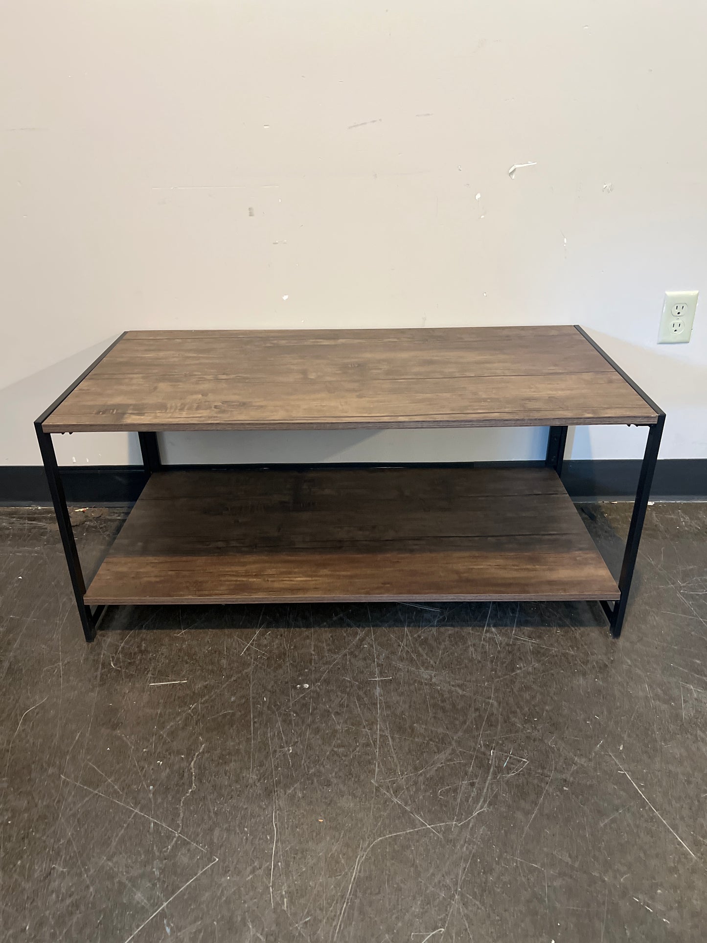 Modern Industrial TV Stand with Black Metal Frame