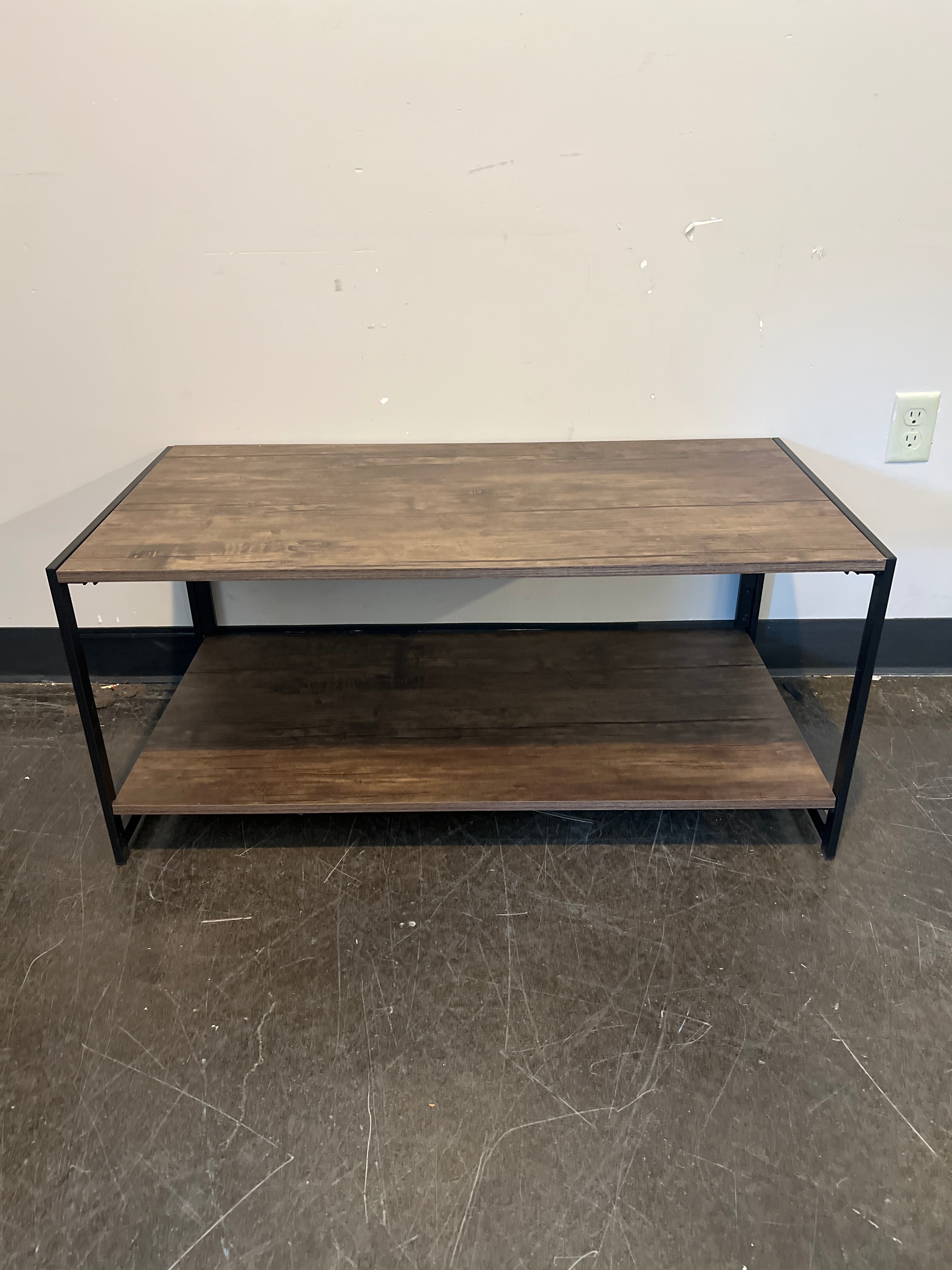 Modern Industrial TV Stand with Black Metal Frame