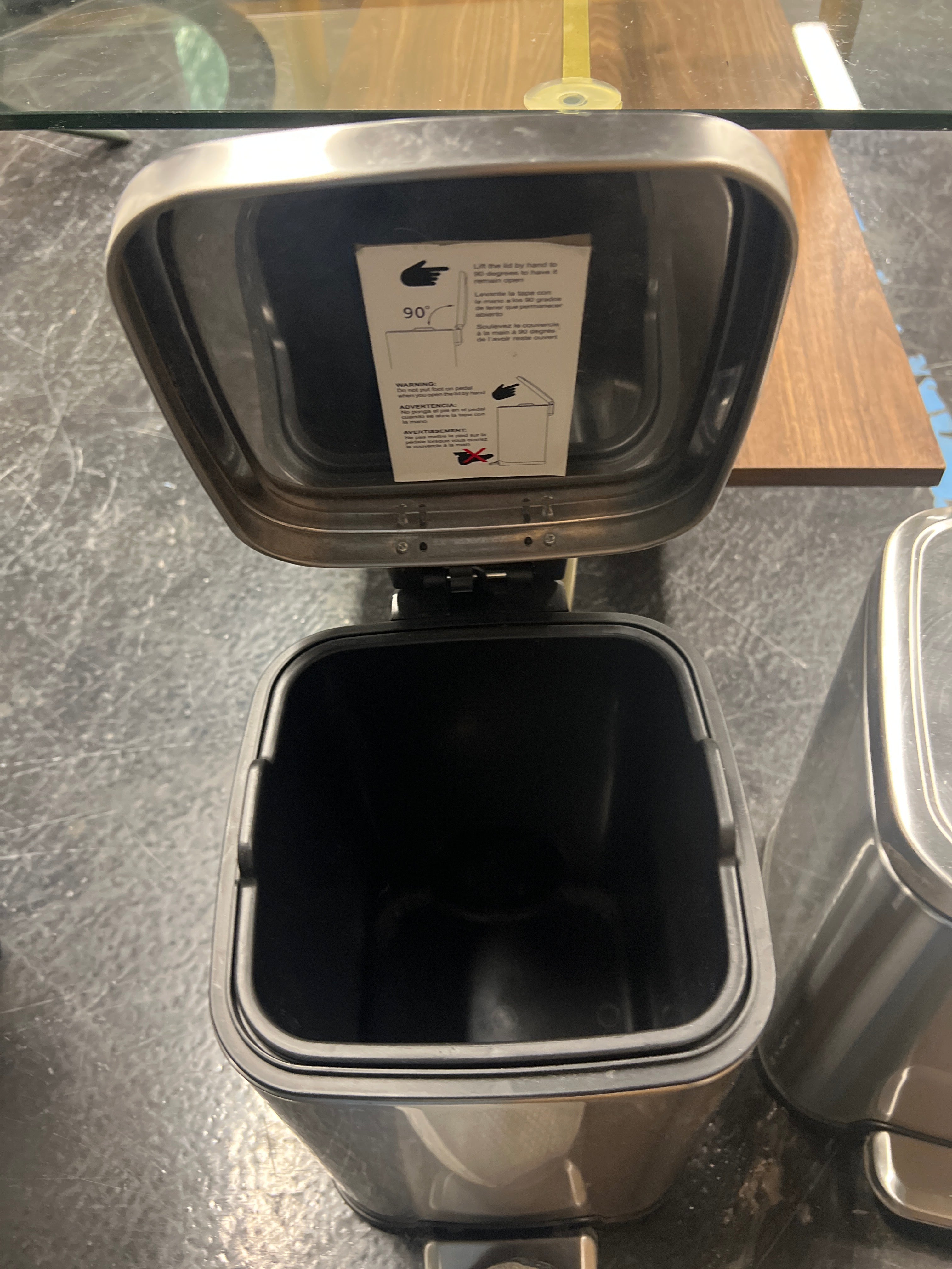 Modern Stainless Steel Small Pedal Waste Bins, Set of Two