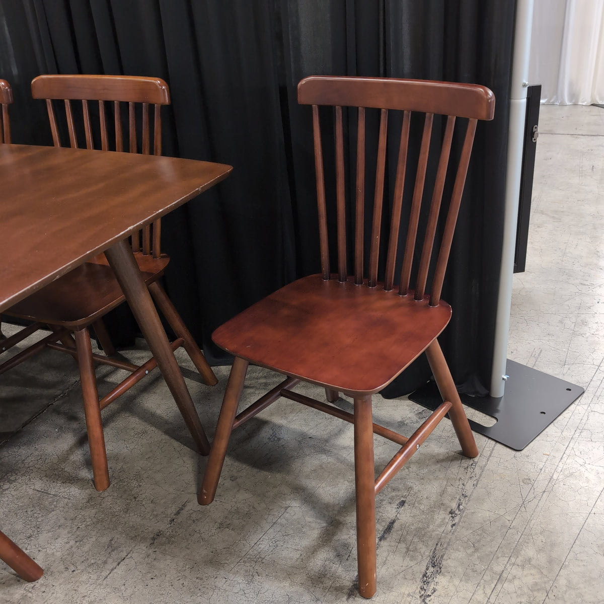 Dark Brown Wood Dining Table with Six Chairs
