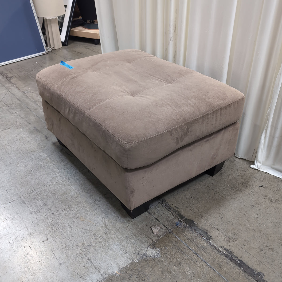 Brown Tufted Fabric Ottoman