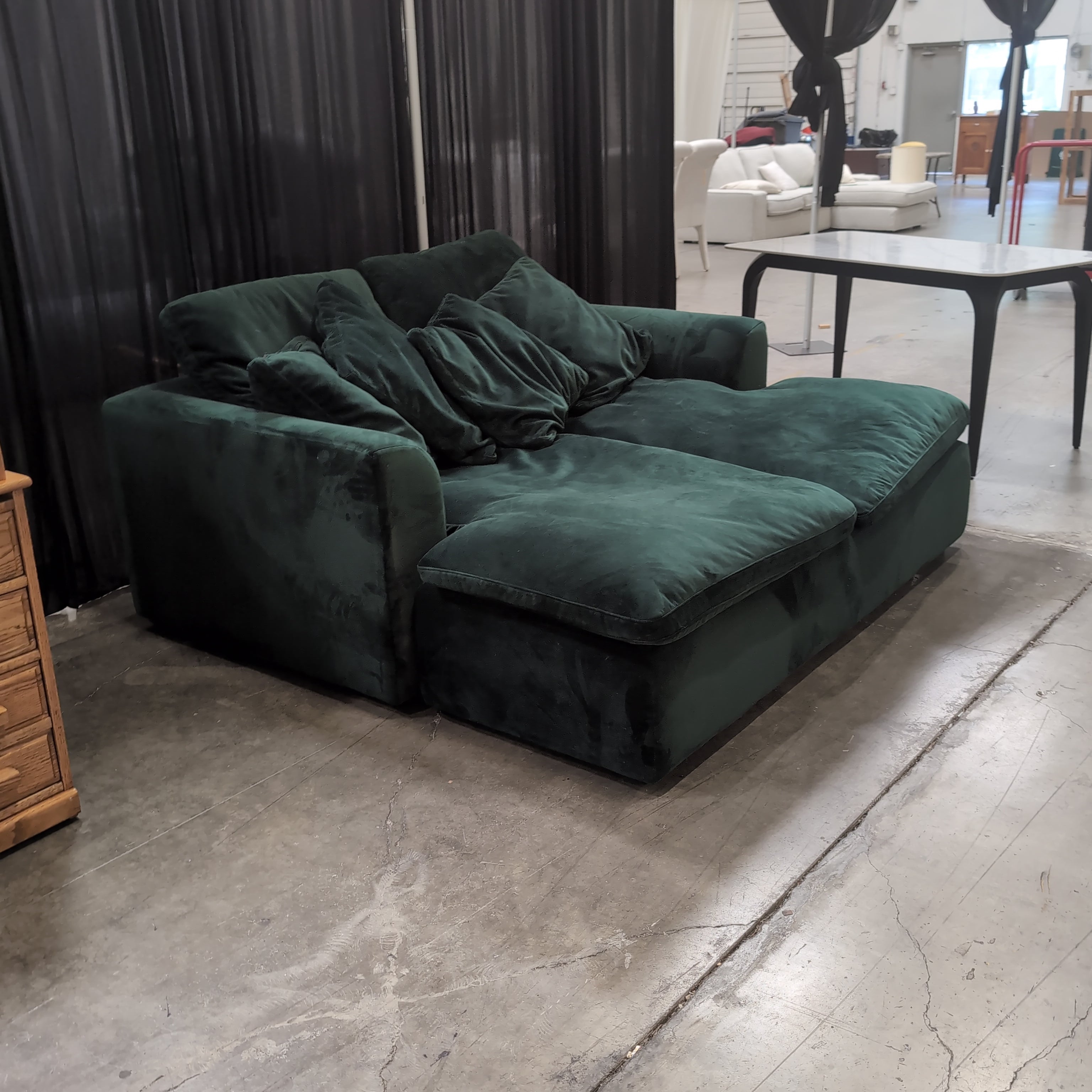 Deep Green Velvet Sectional Couch