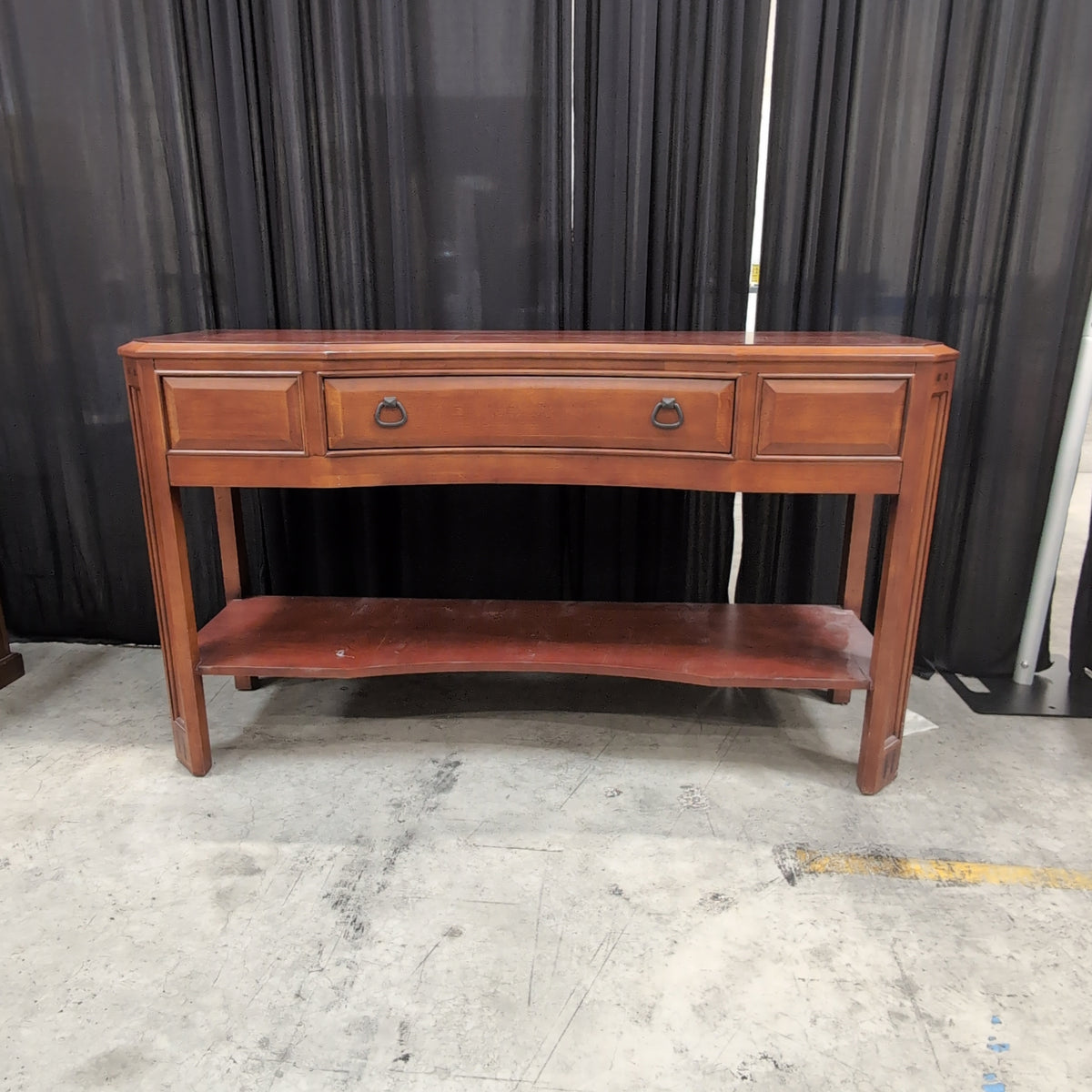 Traditional Reddish-Brown Two-Drawer Console Table in Wood