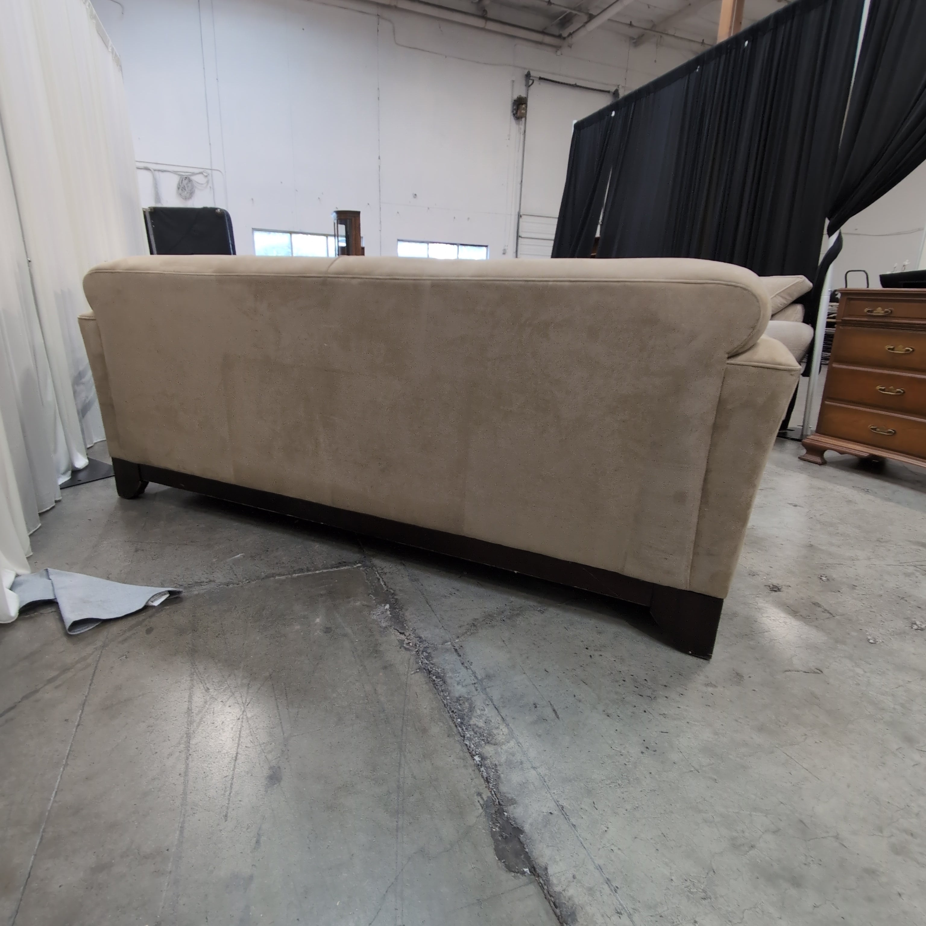 Tan Microfiber Rolled Arm Couch