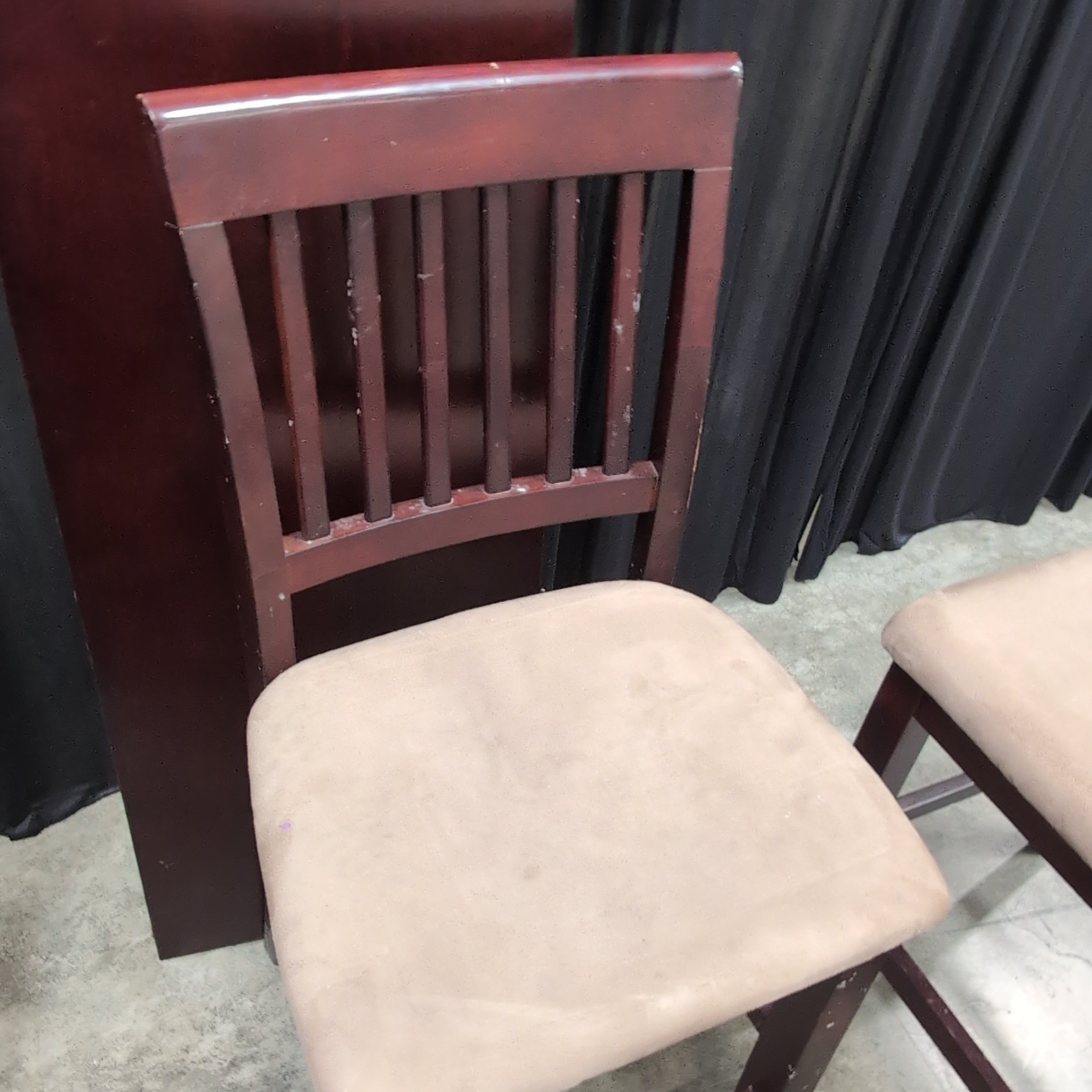 Dark Brown Counter-Height Dining Table with Storage Base and Four Chairs