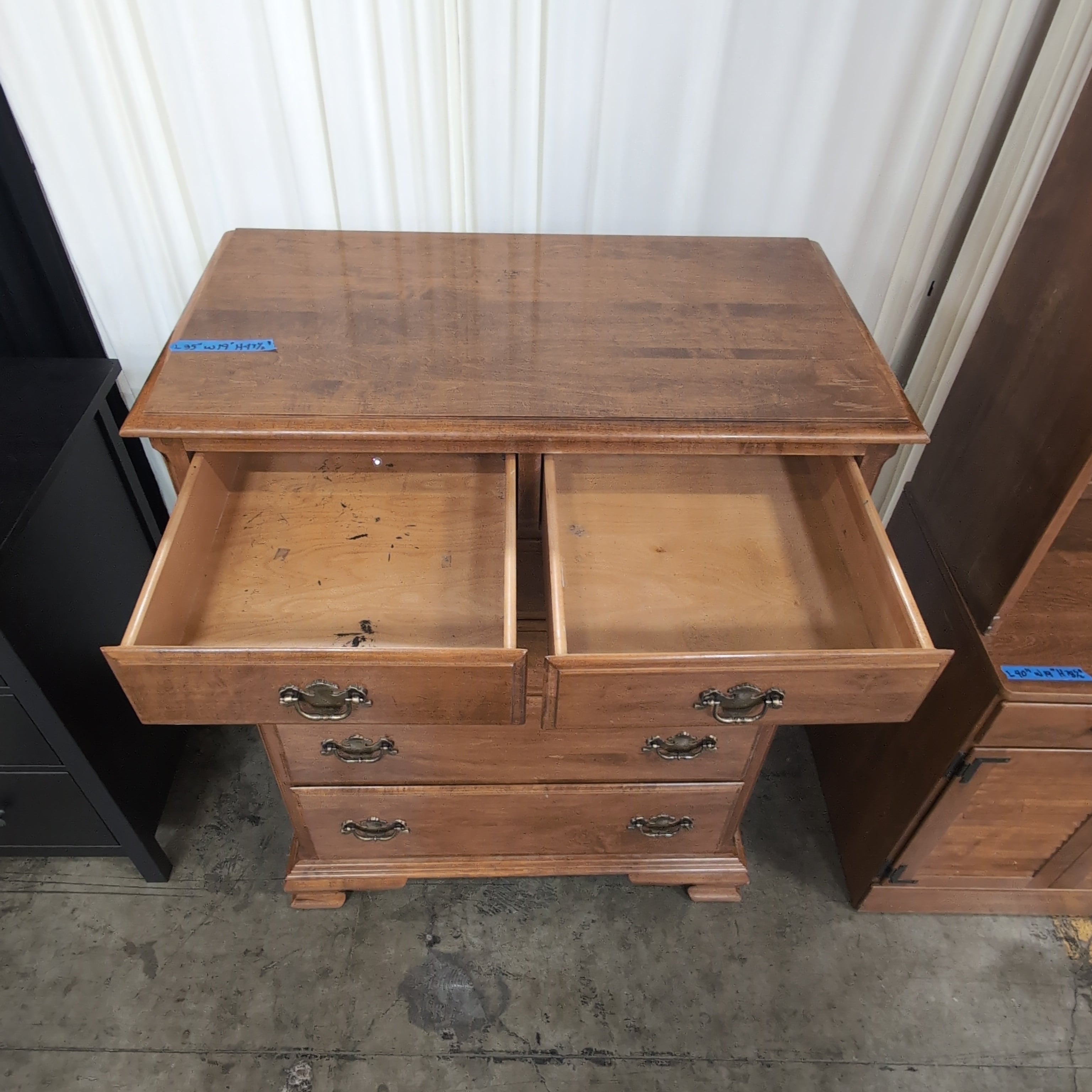Ethan Allen Traditional Brown Wood Dresser with Ornate Hardware