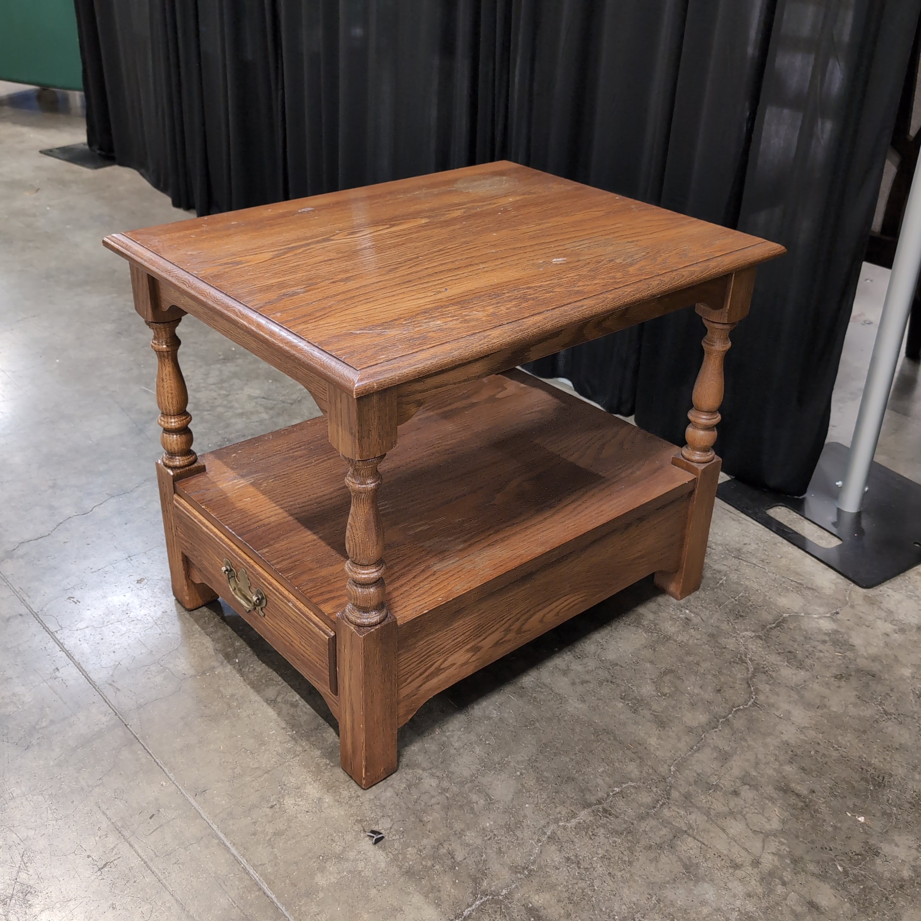 Traditional Brown Wood End Table with Drawer