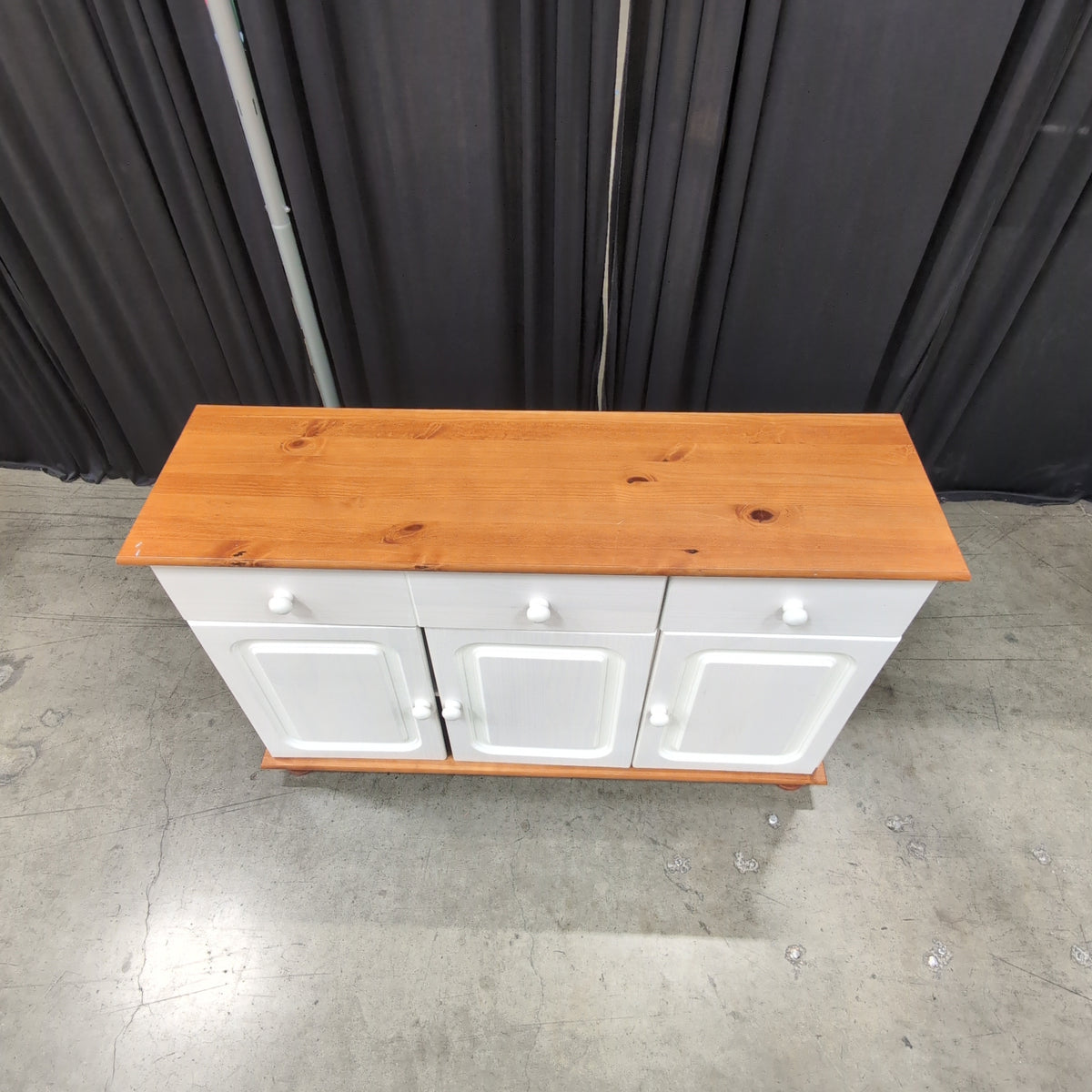 Two-Tone Wood Buffet with White Knobs