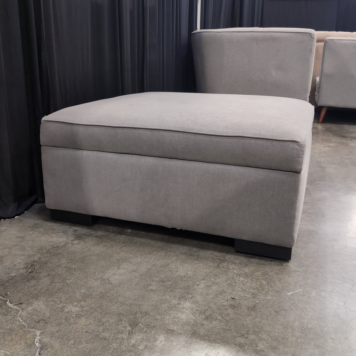 Light Grey Upholstered Square Ottoman