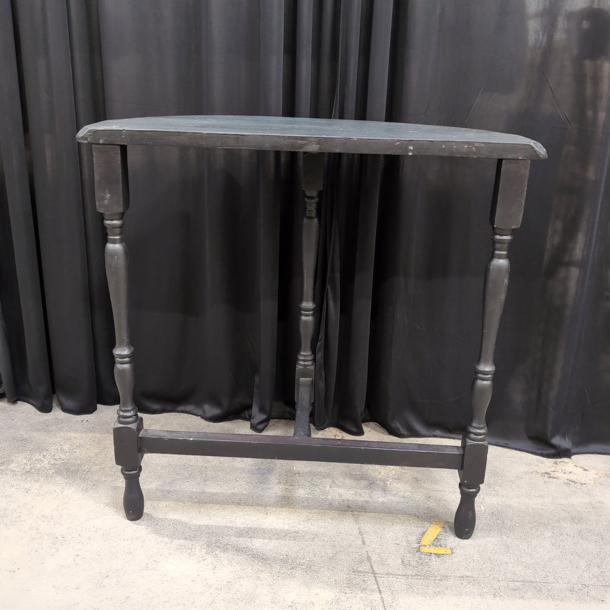Demilune Dark Grey Console Table with Turned Legs