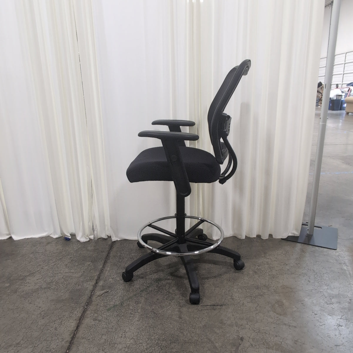 Black Mesh Back Drafting Chair with Foot Ring