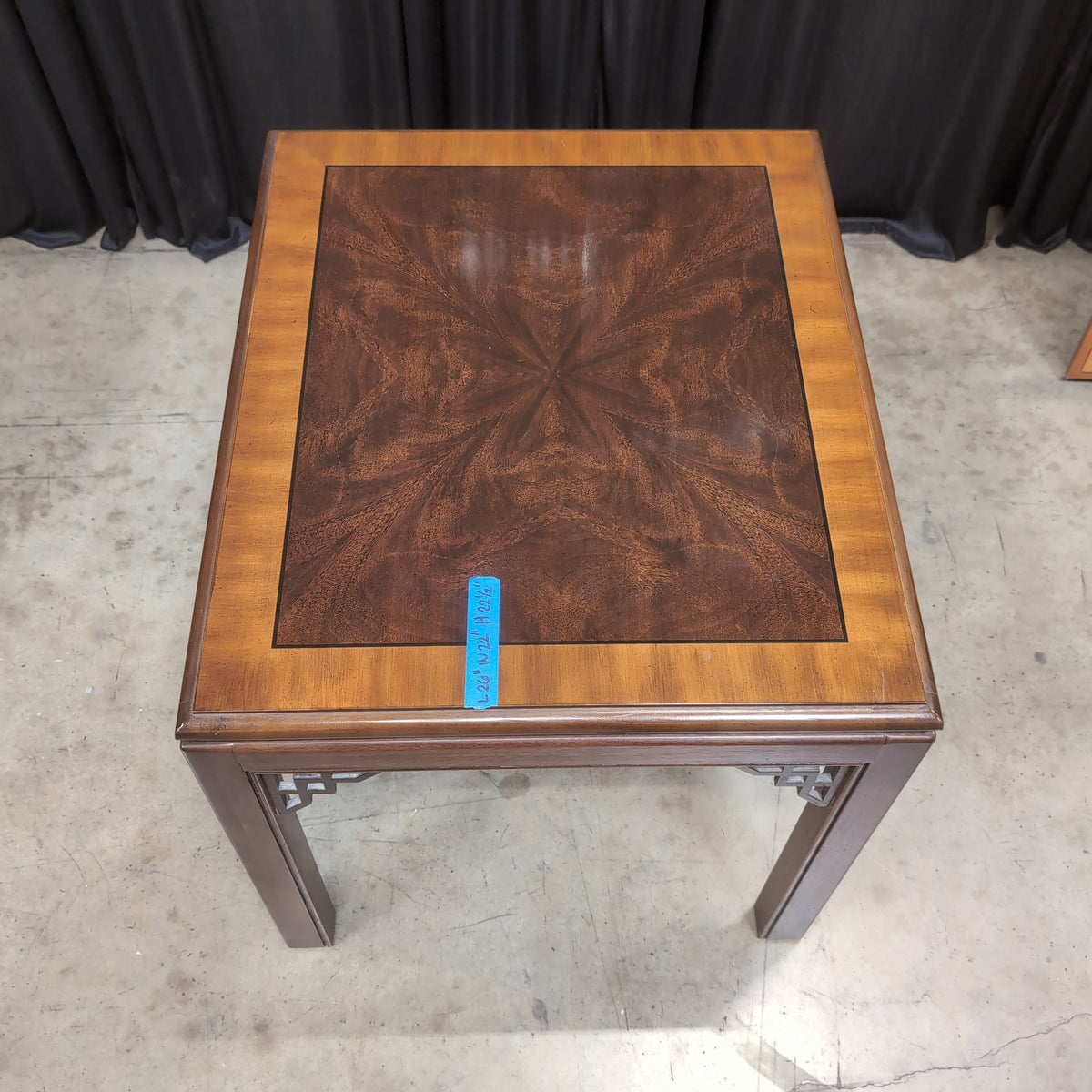 Brown Wood Square End Table with Geometric Legs