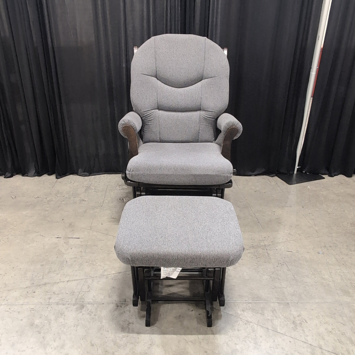 Grey Upholstered Glider Chair with Ottoman