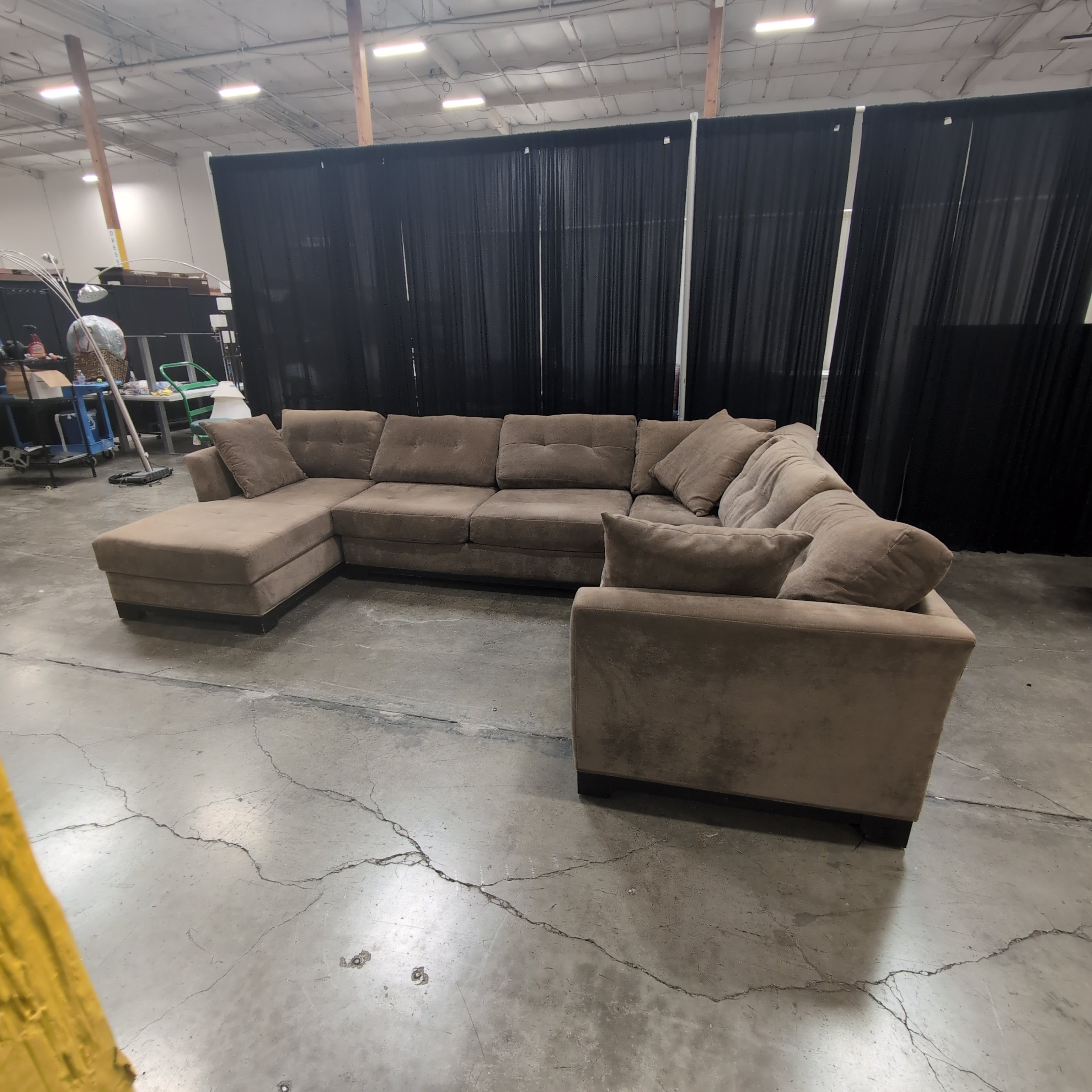 Brown Upholstered Sectional Couch